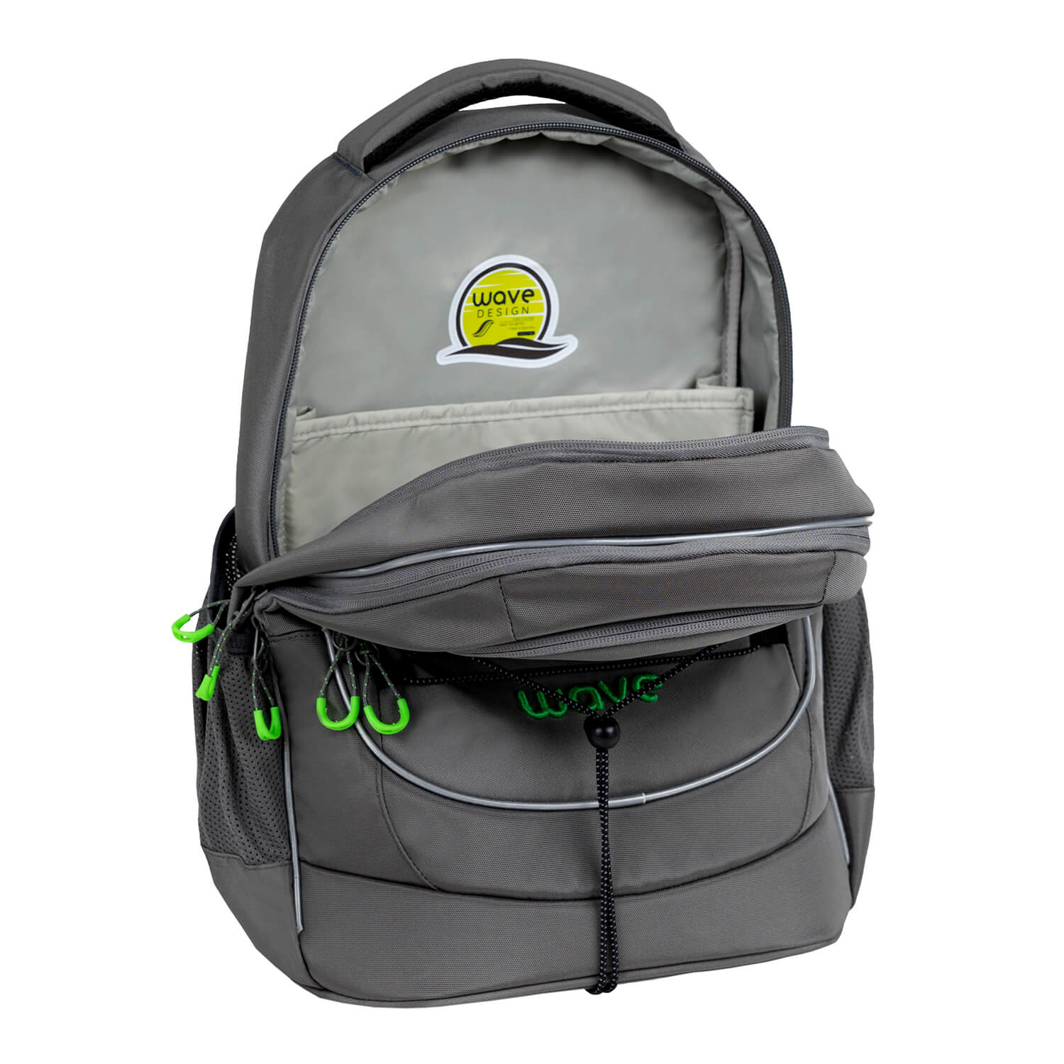 Wave Boost Lime Grey school backpack