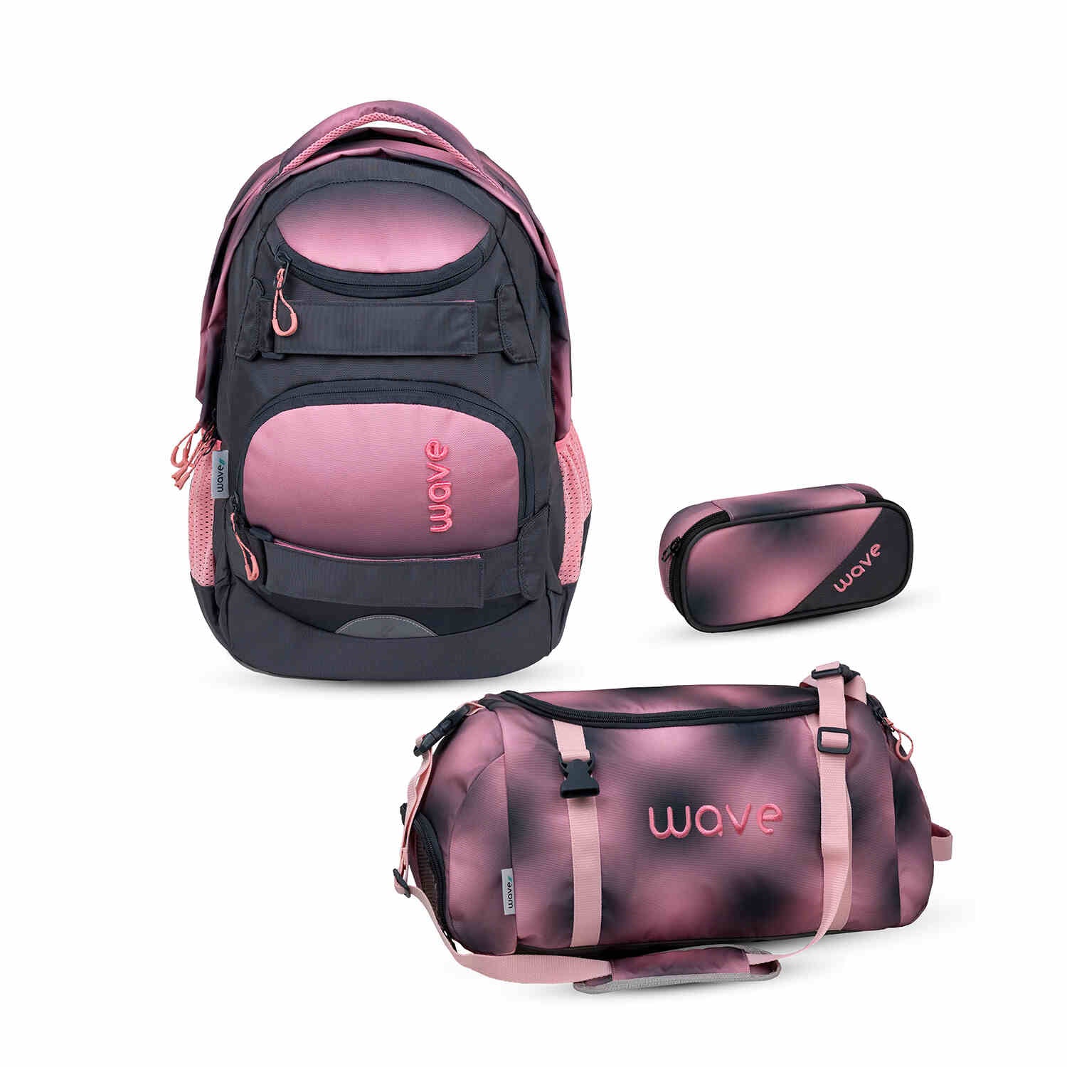 Wave Infinity Move Gradient Pinky Schulrucksack Set 3 tlg.