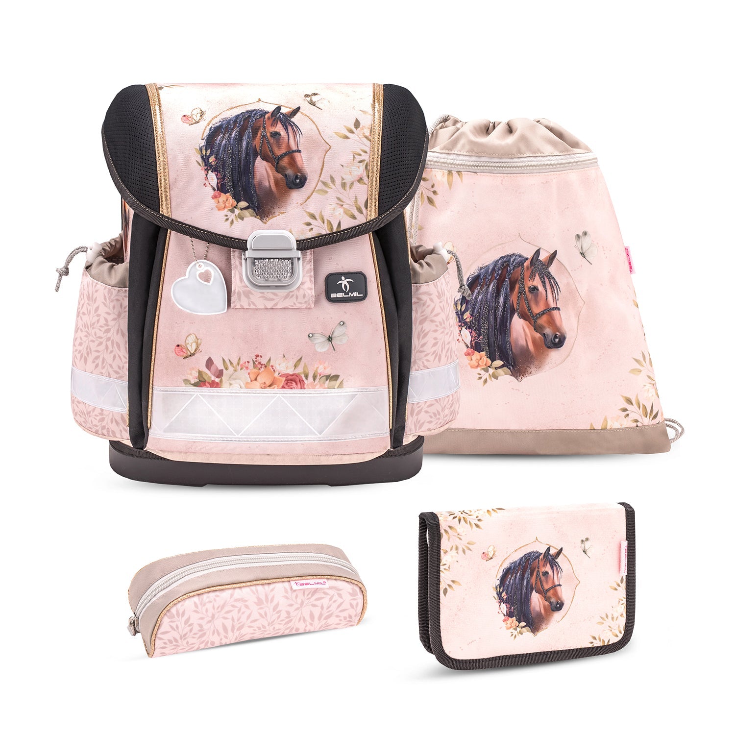 Classy Horse Chestnut schoolbag set 4 pcs