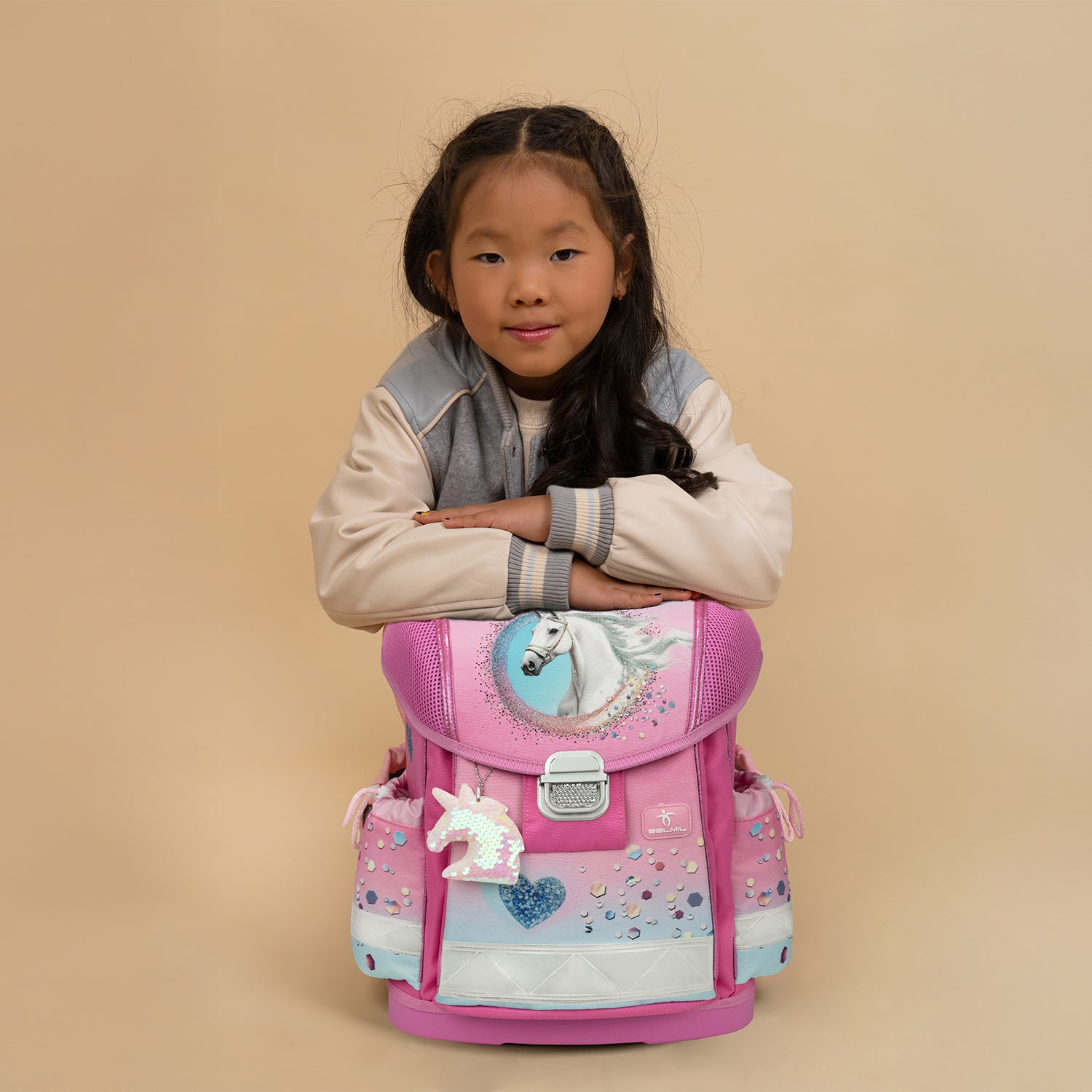 Ergonomisches Schulranzen-Set für Mädchen – Belmil Classy Dream Hooves-Pinky (4-tlg.)