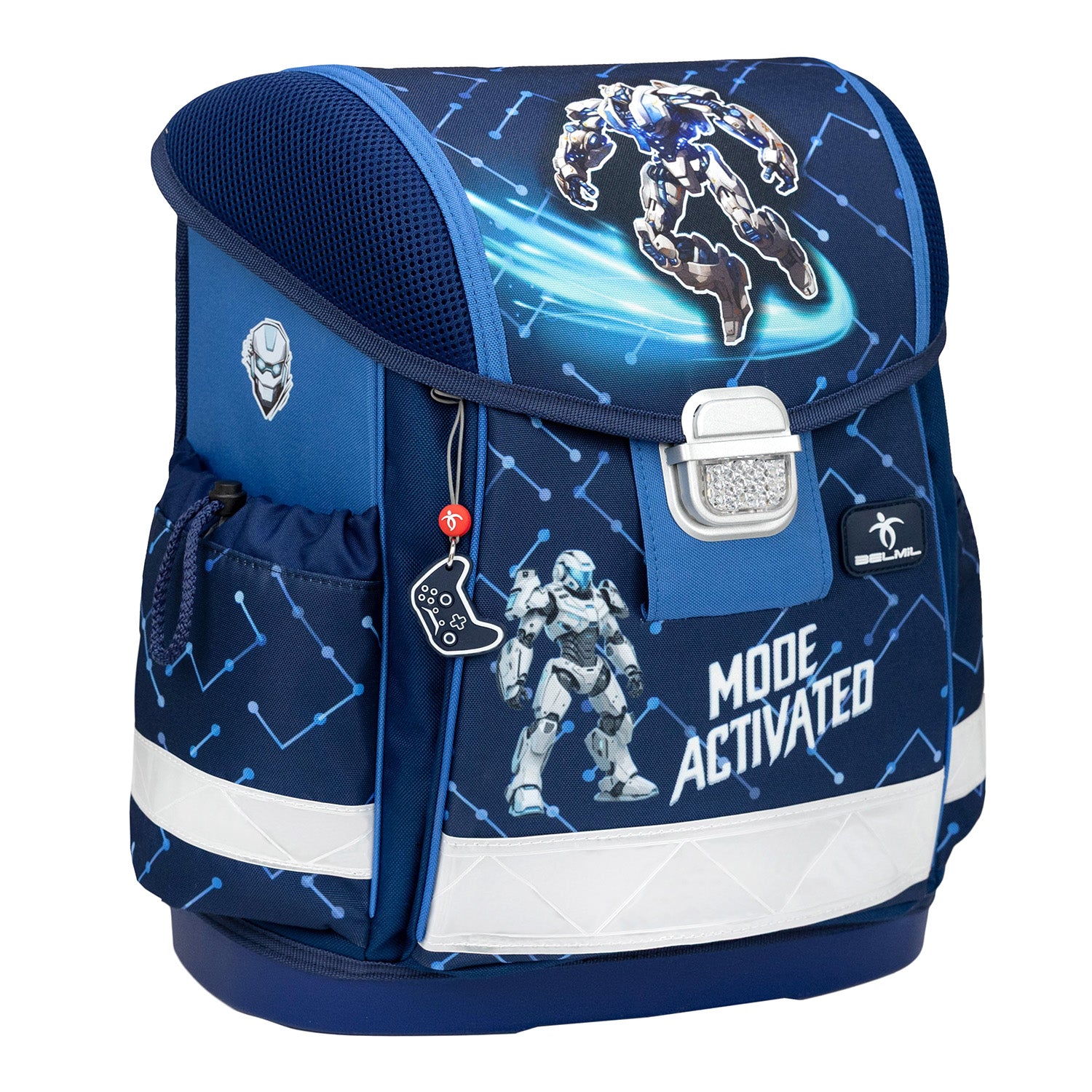 Comfortable padded shoulder straps of the Ergonomic School Bag Set for Boys– Belmil Classy CyberNova (4 pcs) designed for kids.