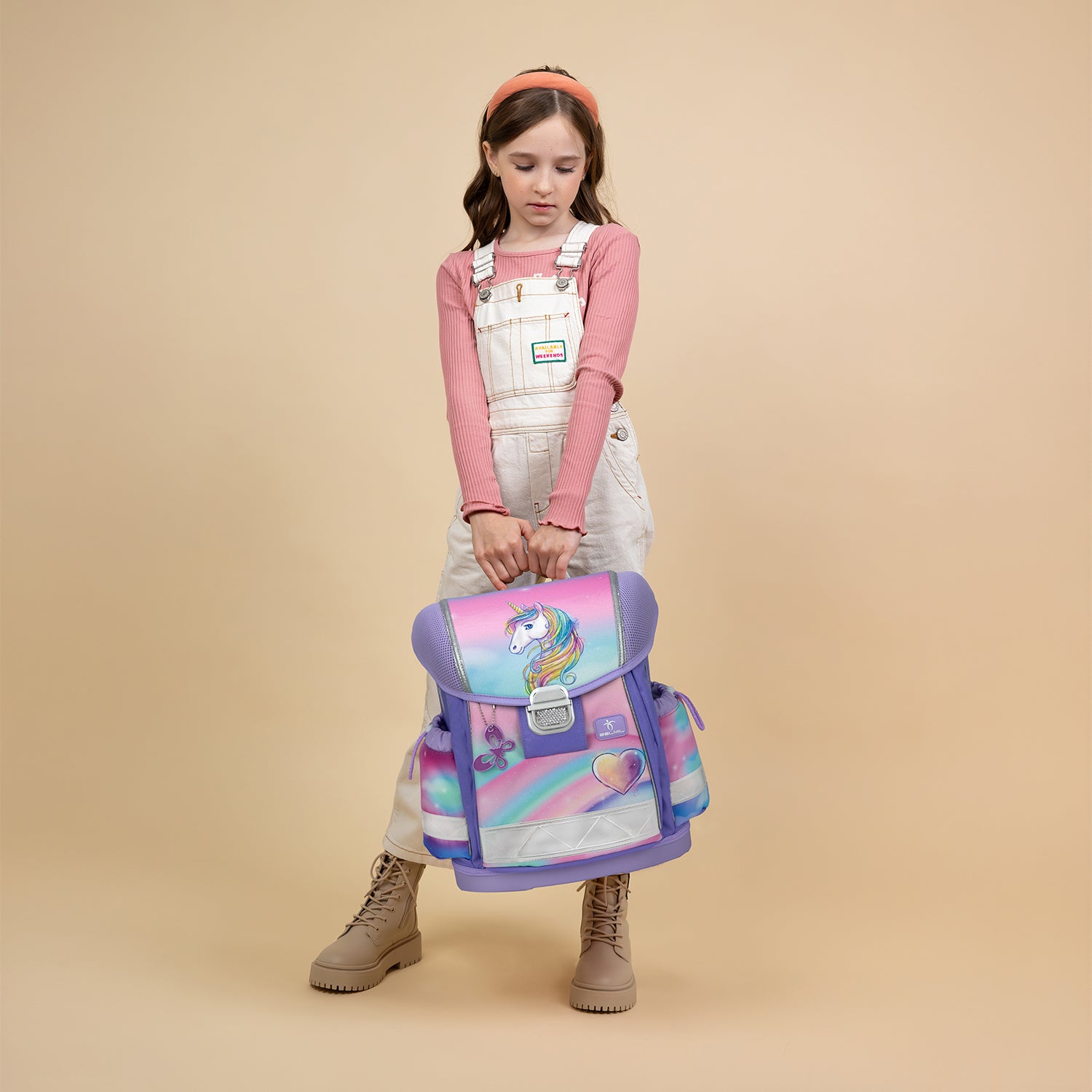 Ergonomic School Bag Set for Girls – Belmil Classy Heart of the Rainbow (4 pcs)