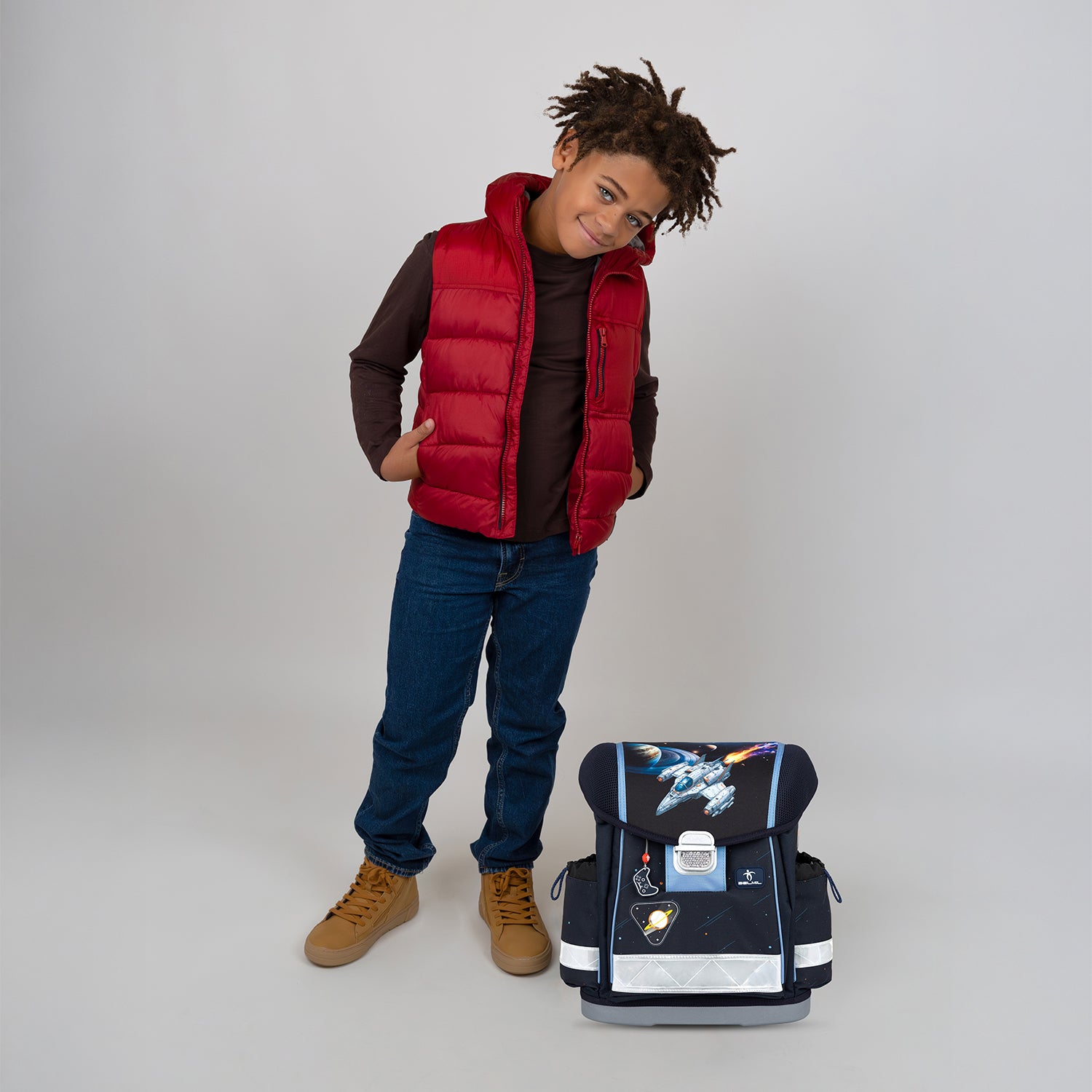 Belmil Classy Ergonomic School Bag Set for Boys “Orion” Design + Dinosaur Raincoat – 5-Piece Back-to-School Bundle