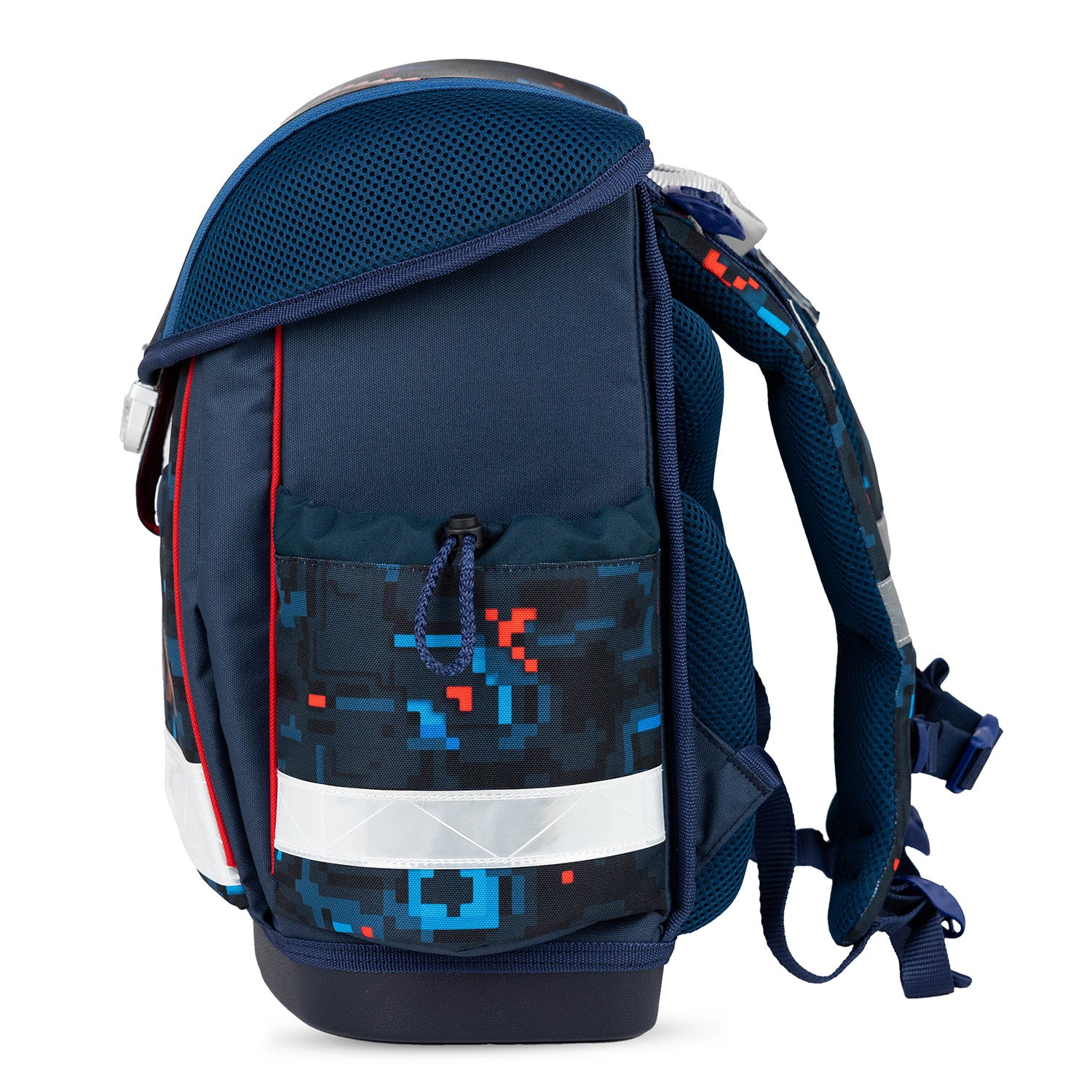Back view of Ergonomic School Bag Set for Boys– Belmil Classy PixelTrak (4 pcs) showing breathable back padding feature.