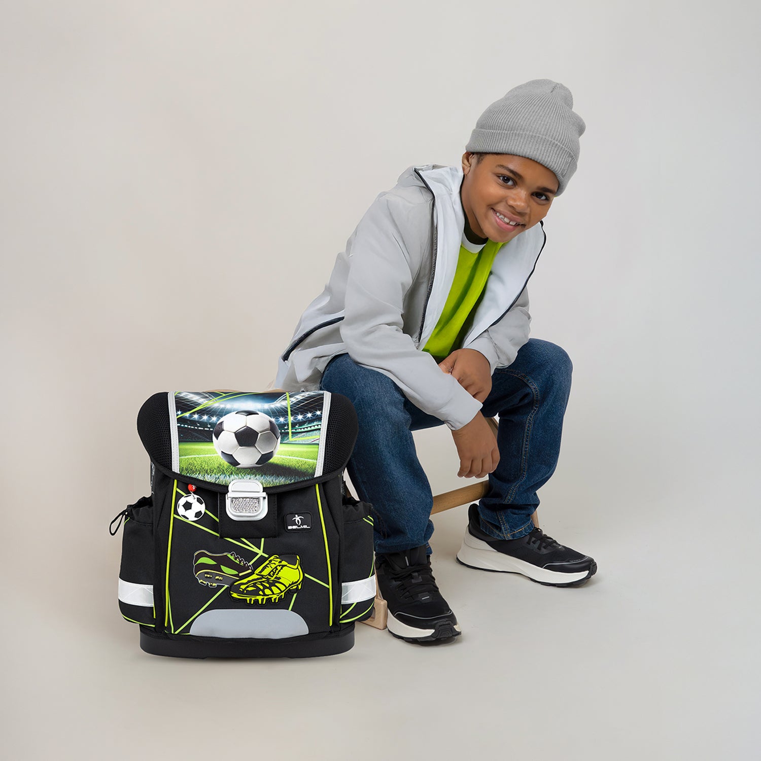 Ergonomisches Schulranzen-Set für Jungen – Belmil Classy Champion's Kick (4-tlg.)