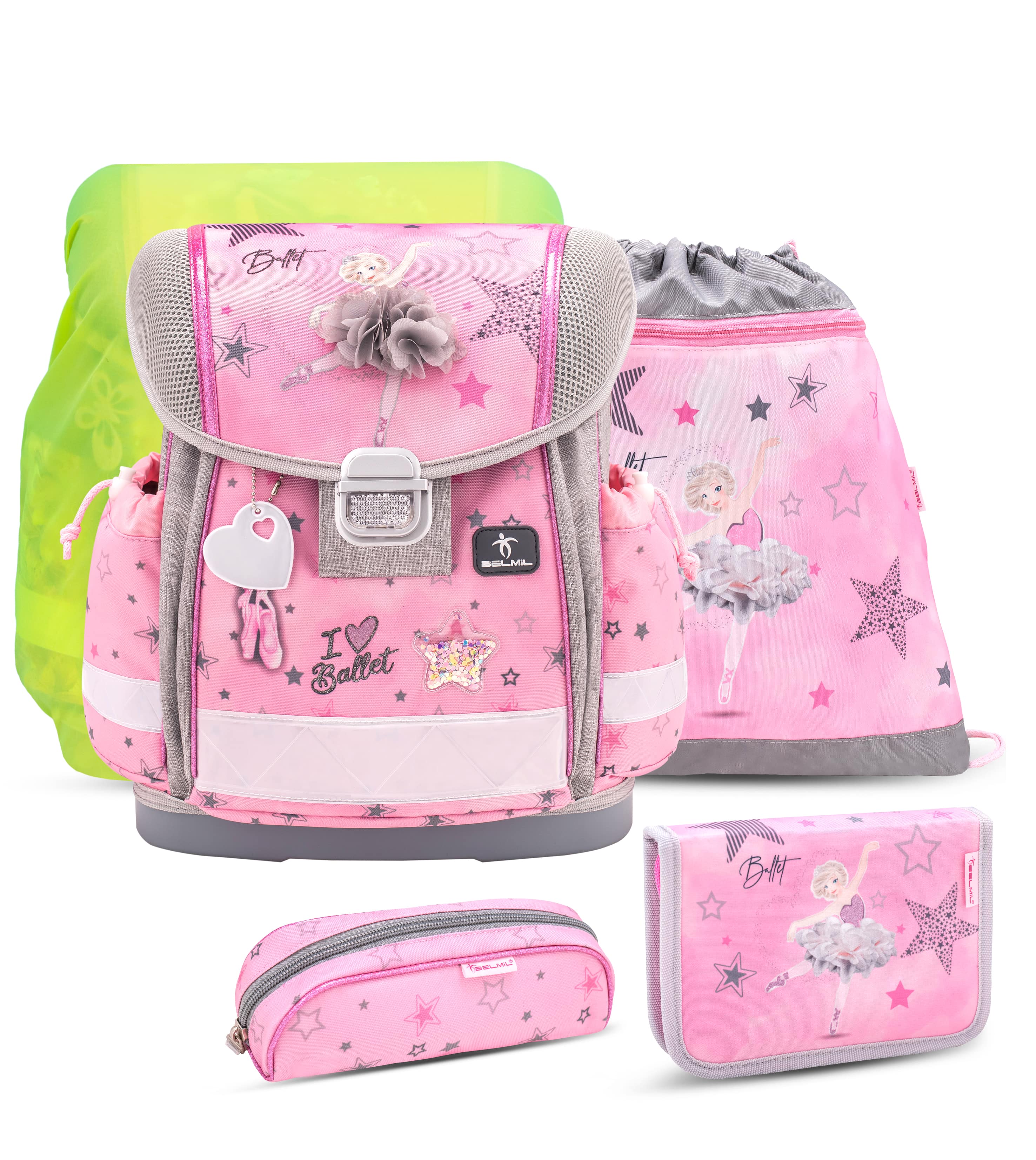 Classy Ballet Light Pink Schulranzen-Set mit Regenhülle 5 Stück