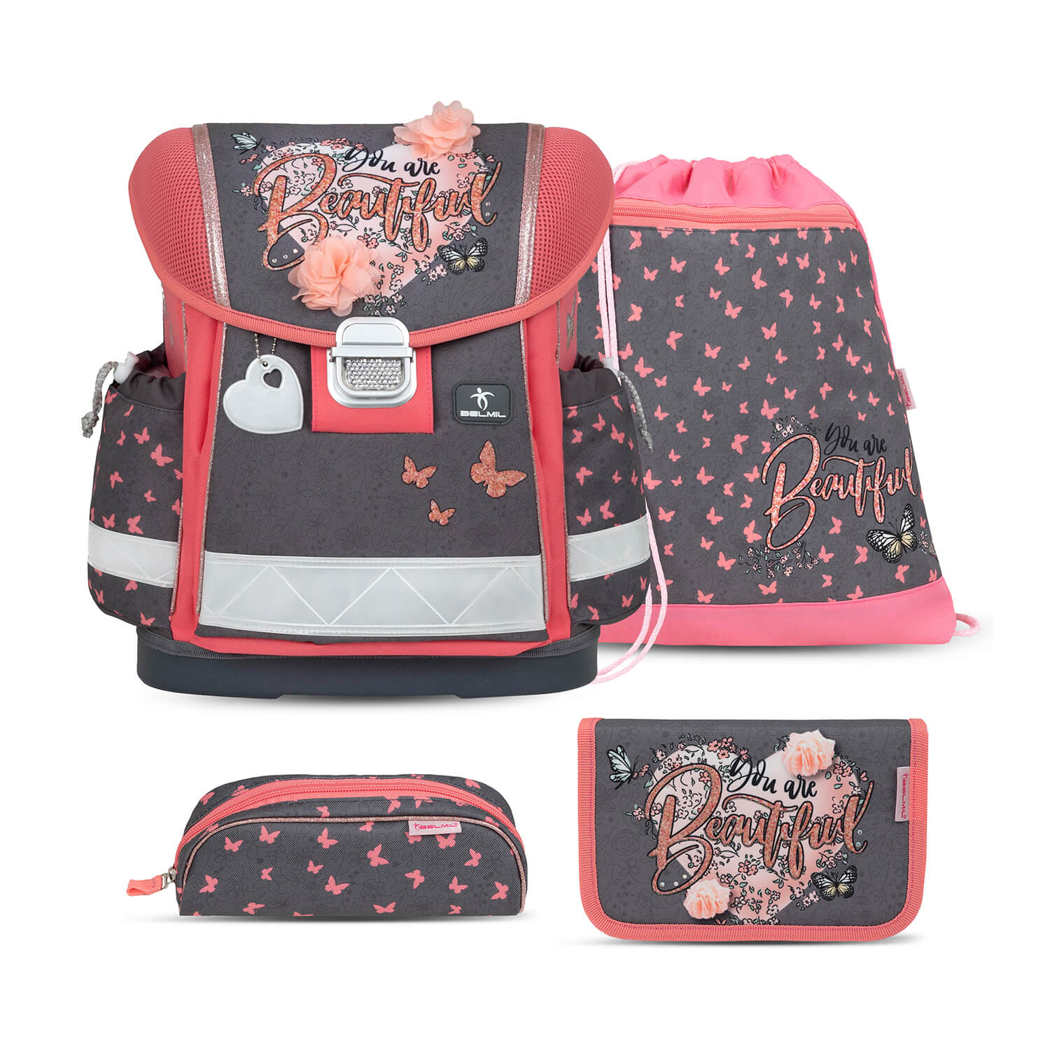 Classy Bloomy Blossom schoolbag set 4 pcs
