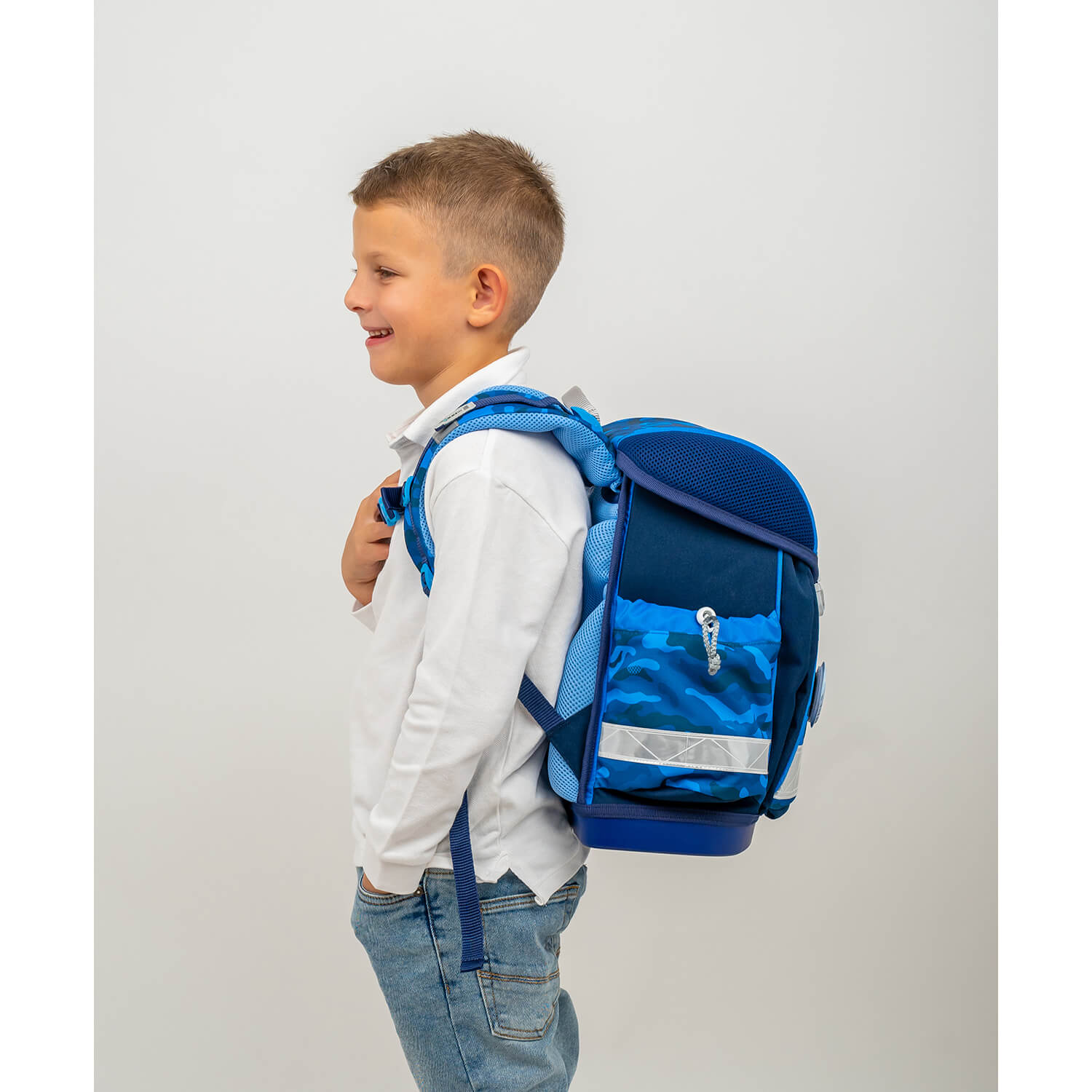 Classy Blue Camouflage schoolbag set 6 pcs with GRATIS Patch set