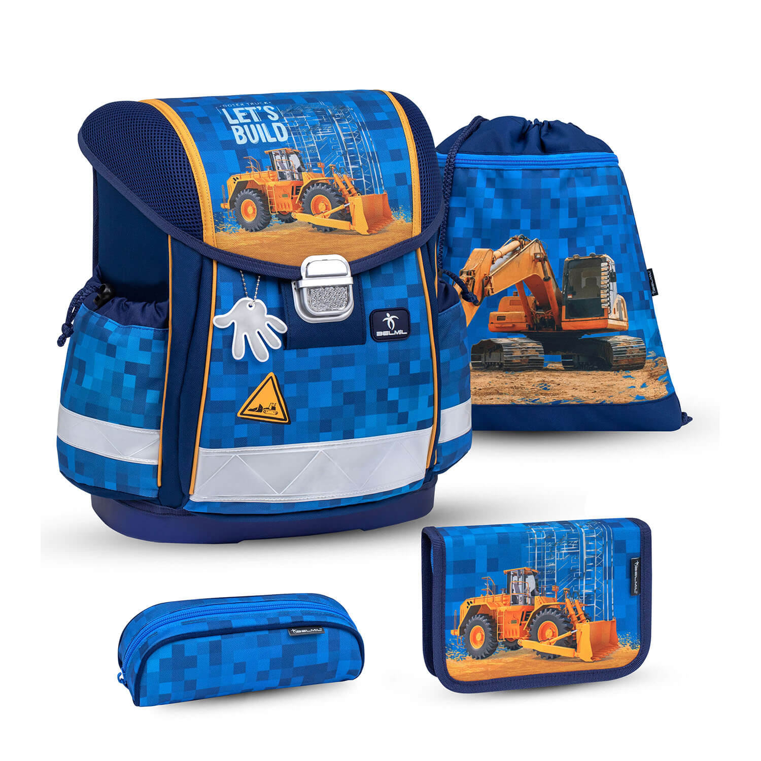 Classy Bulldozer schoolbag set 4 pcs
