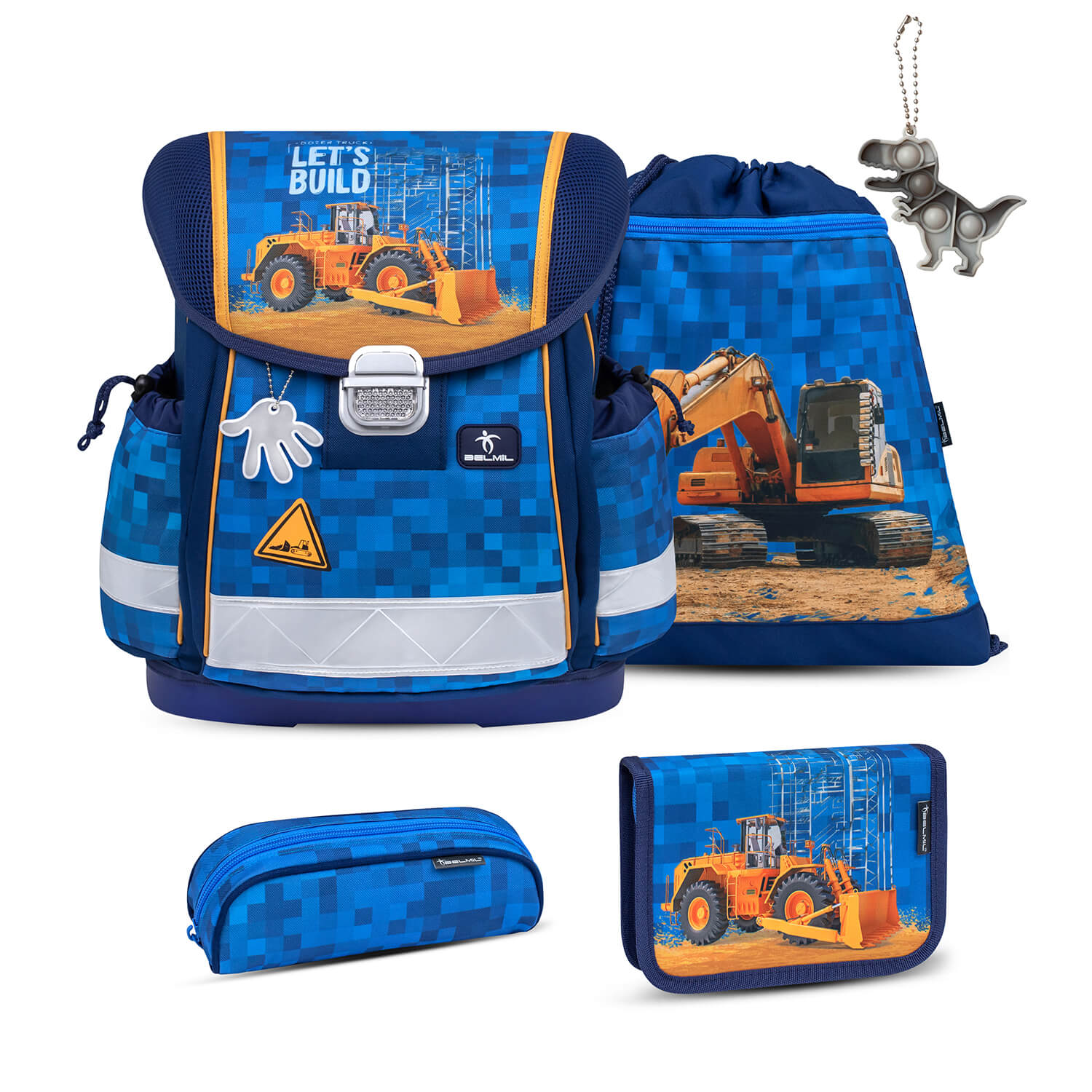 Classy Bulldozer schoolbag set 5 pcs with Gratis keychain
