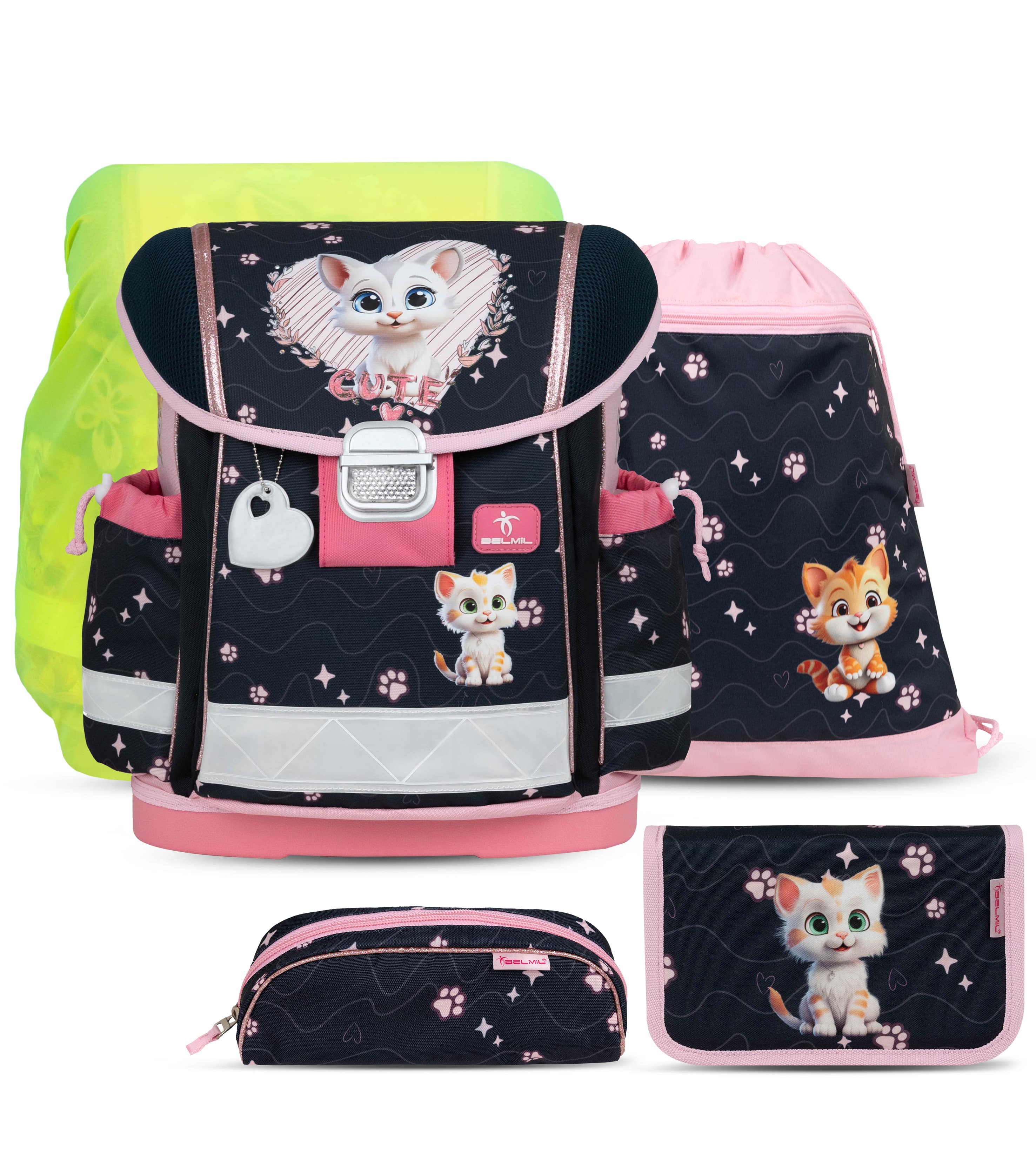 Classy Cute Kitten Schulranzen Set mit Regenhülle 5 Stück