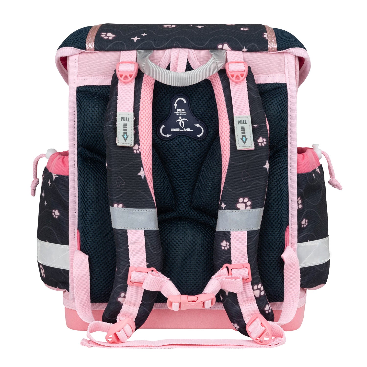 The adorable kitten design on the Belmil Classy Ergonomic School Bag Set for Girls 'Cute Kitten', making it a favorite among young girls.