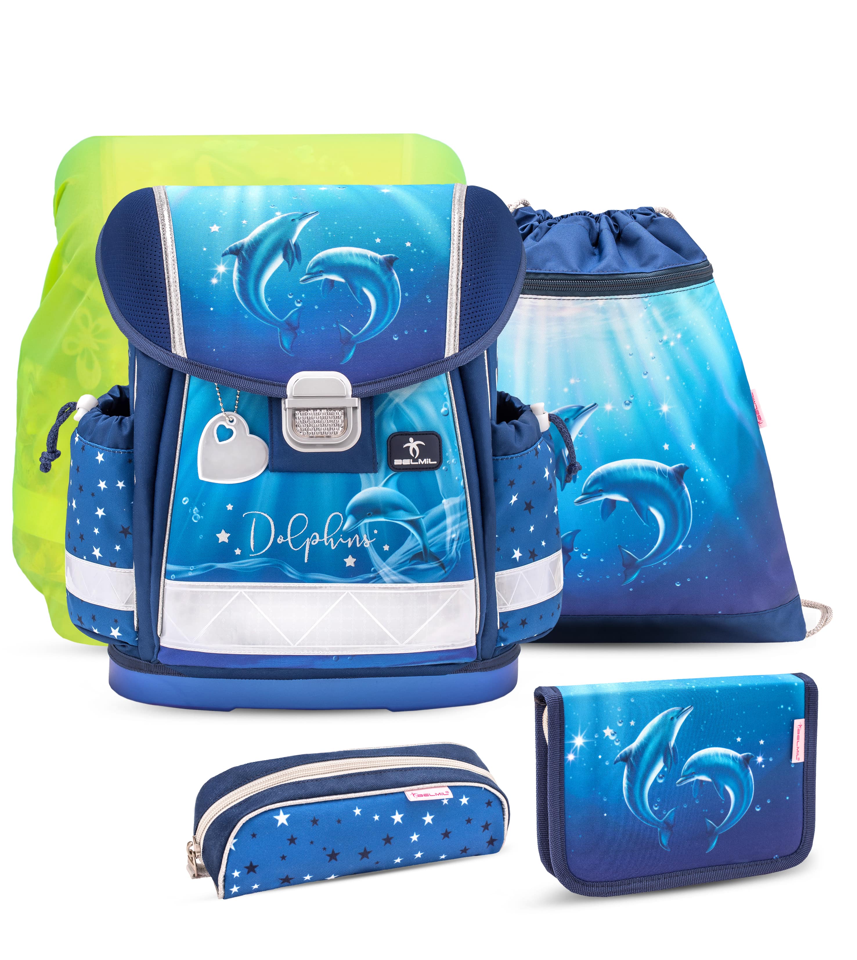 Classy Dolphins Schulranzen Set mit Regenhülle 5 Stück