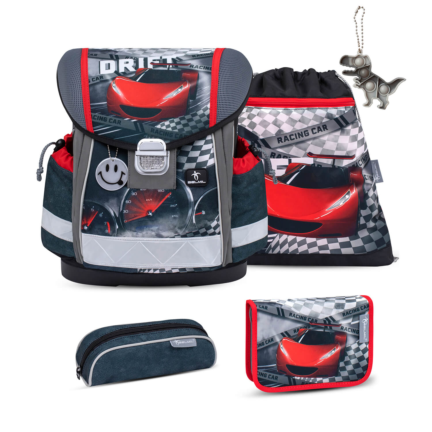 Classy Drift Racing schoolbag set 5 pcs with GRATIS keychain