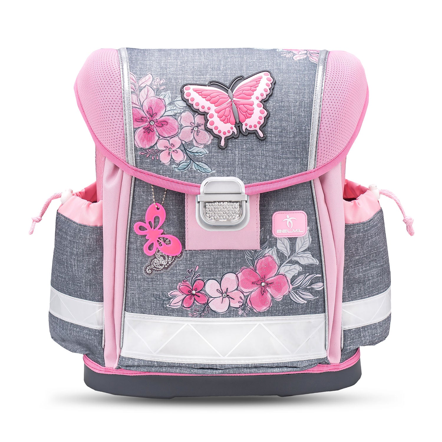 Belmil Classy Ergonomic School Bag Set for Girls “Elegant” Design showcases the ergonomic school bag, designed for comfort and safety on school days.
