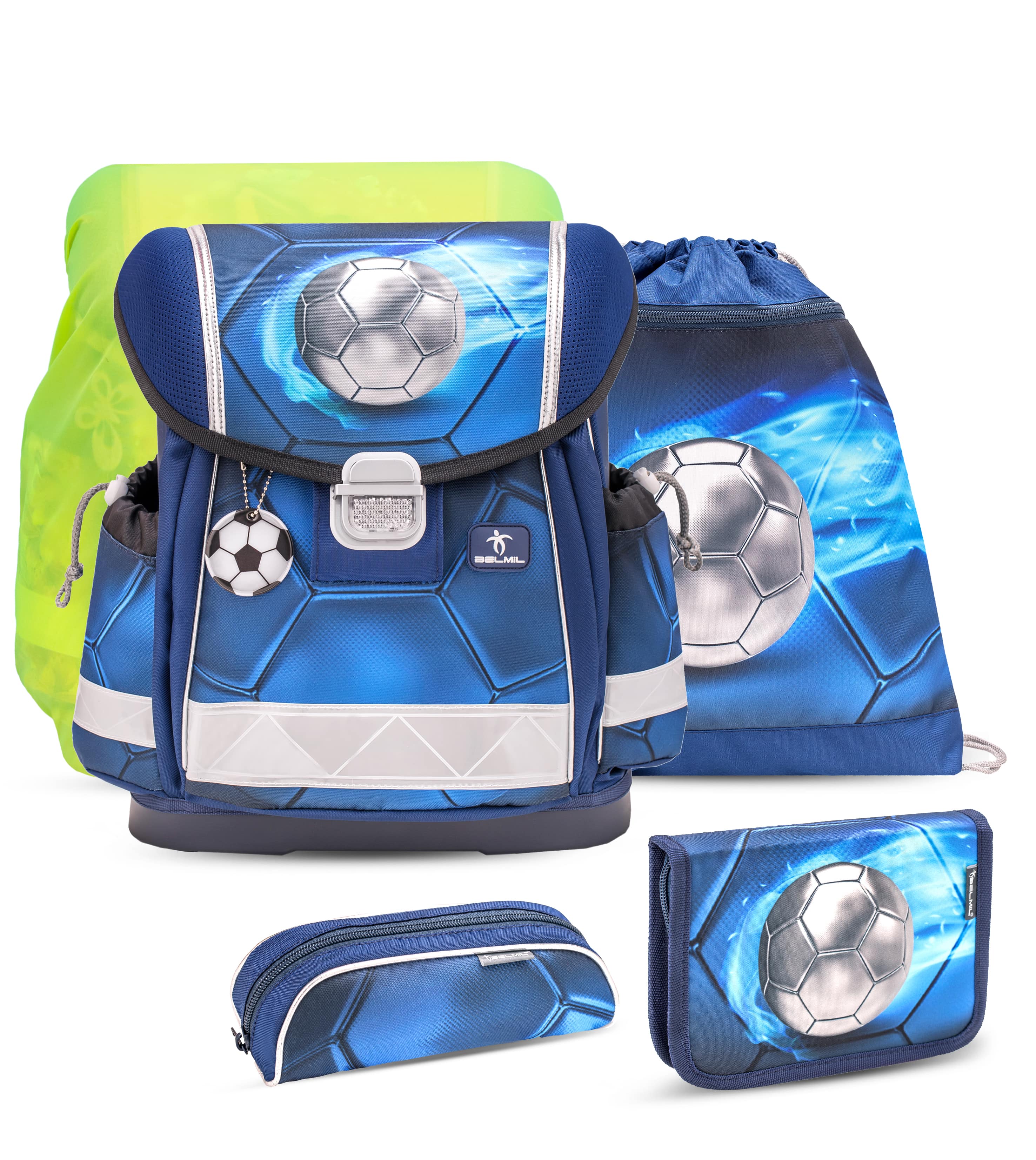 Classy Football 4 Schulranzen Set mit Regenhülle 5 Stück
