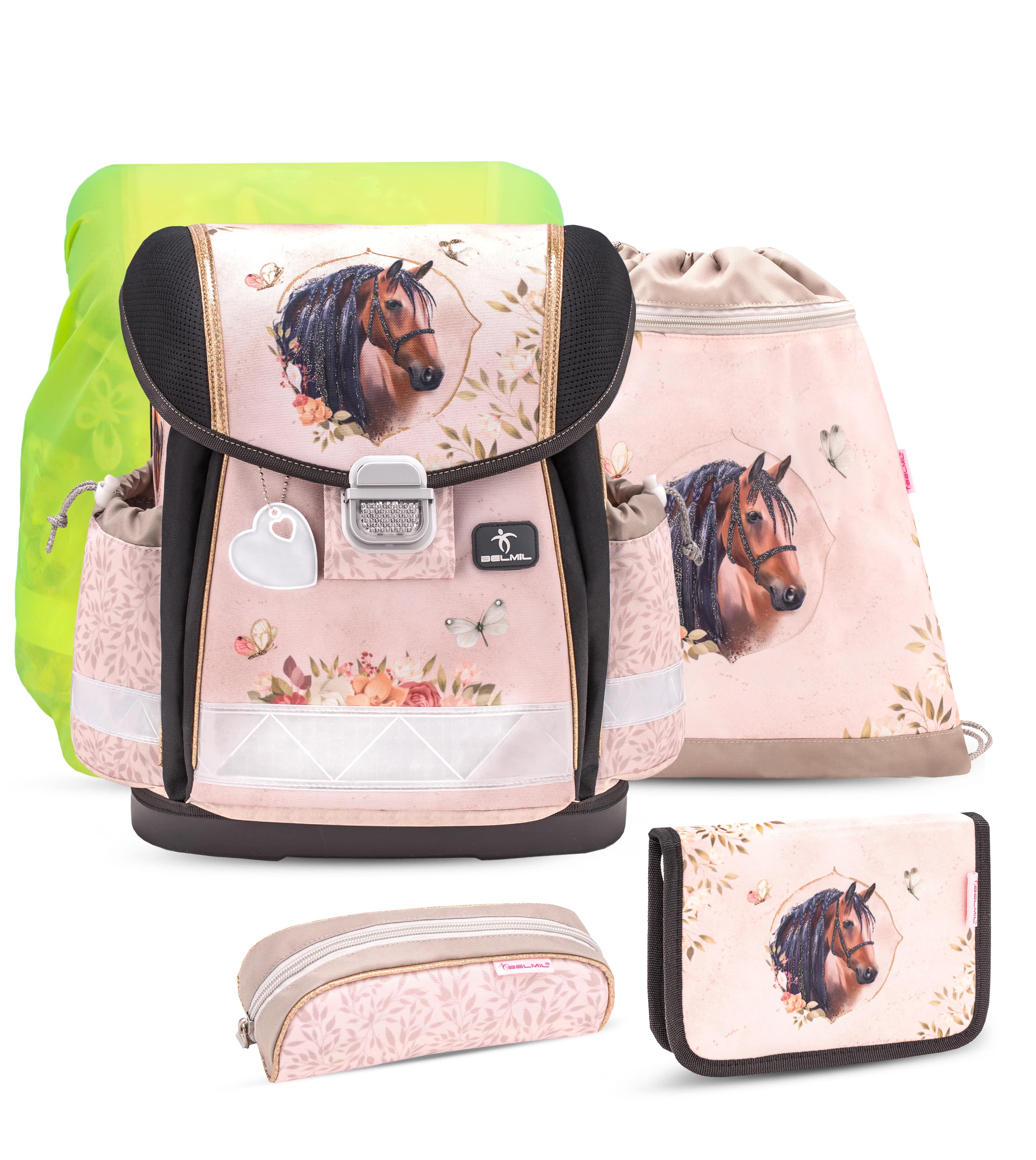 Classy Horse Chestnut Schulranzen-Set mit Regenhülle 5 Stück