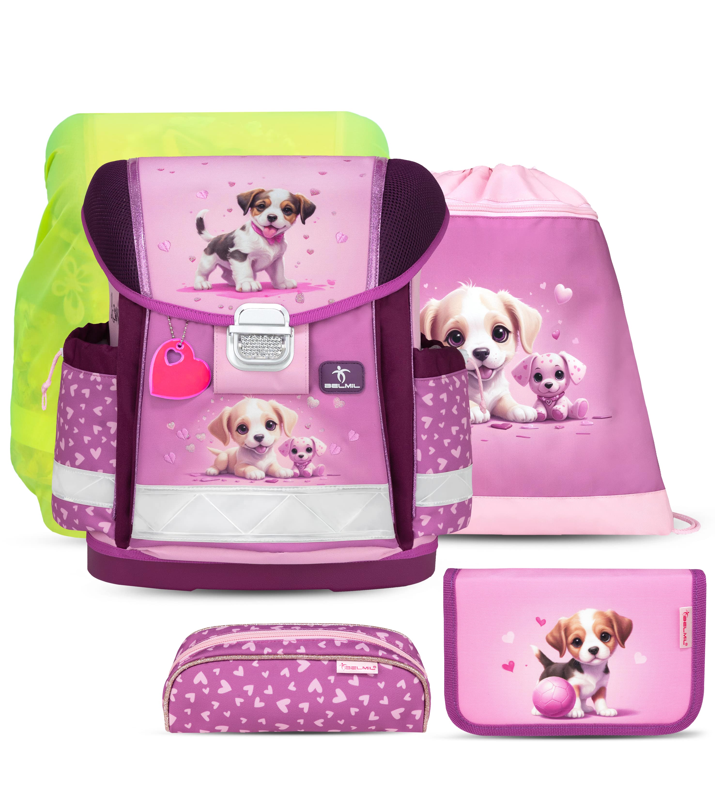 Classy Little Puppies Schulranzen-Set mit Regenhülle 5 Stück