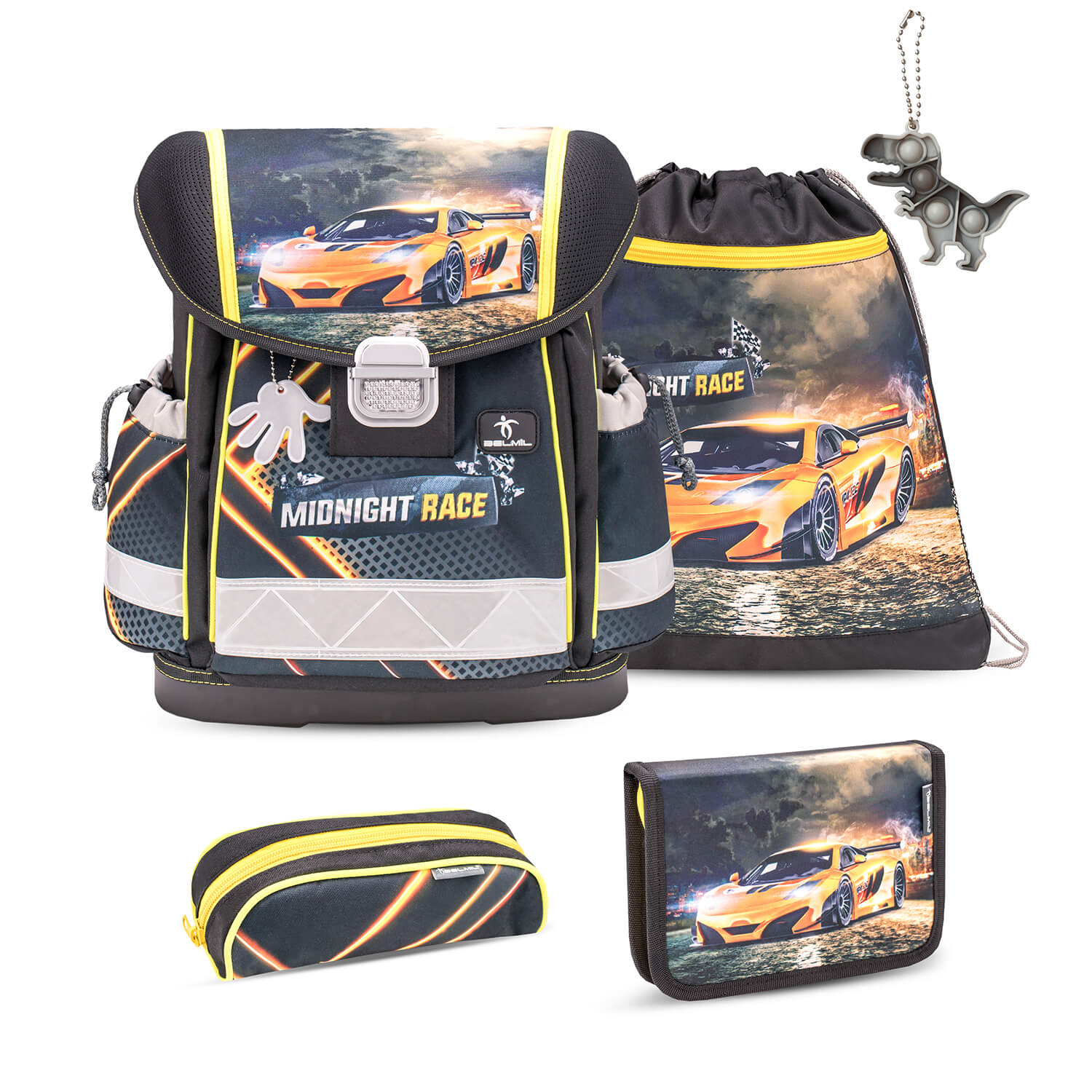 Classy Midnight Race schoolbag set 5 pcs with GRATIS keychain