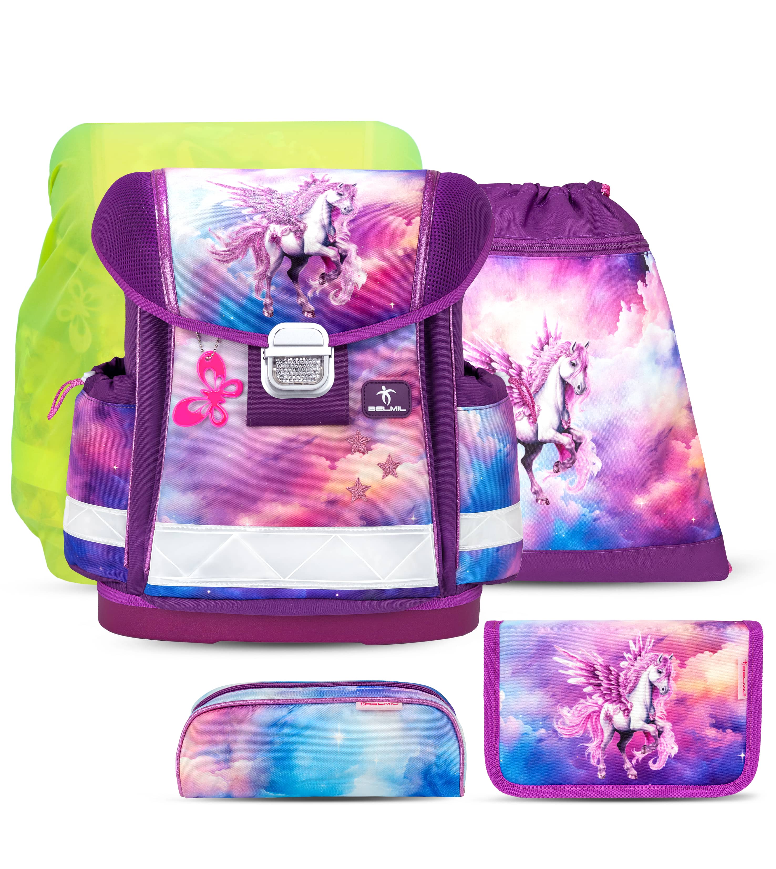 Classy Pegasus Schulranzen Set mit Regenhülle 5 Stück