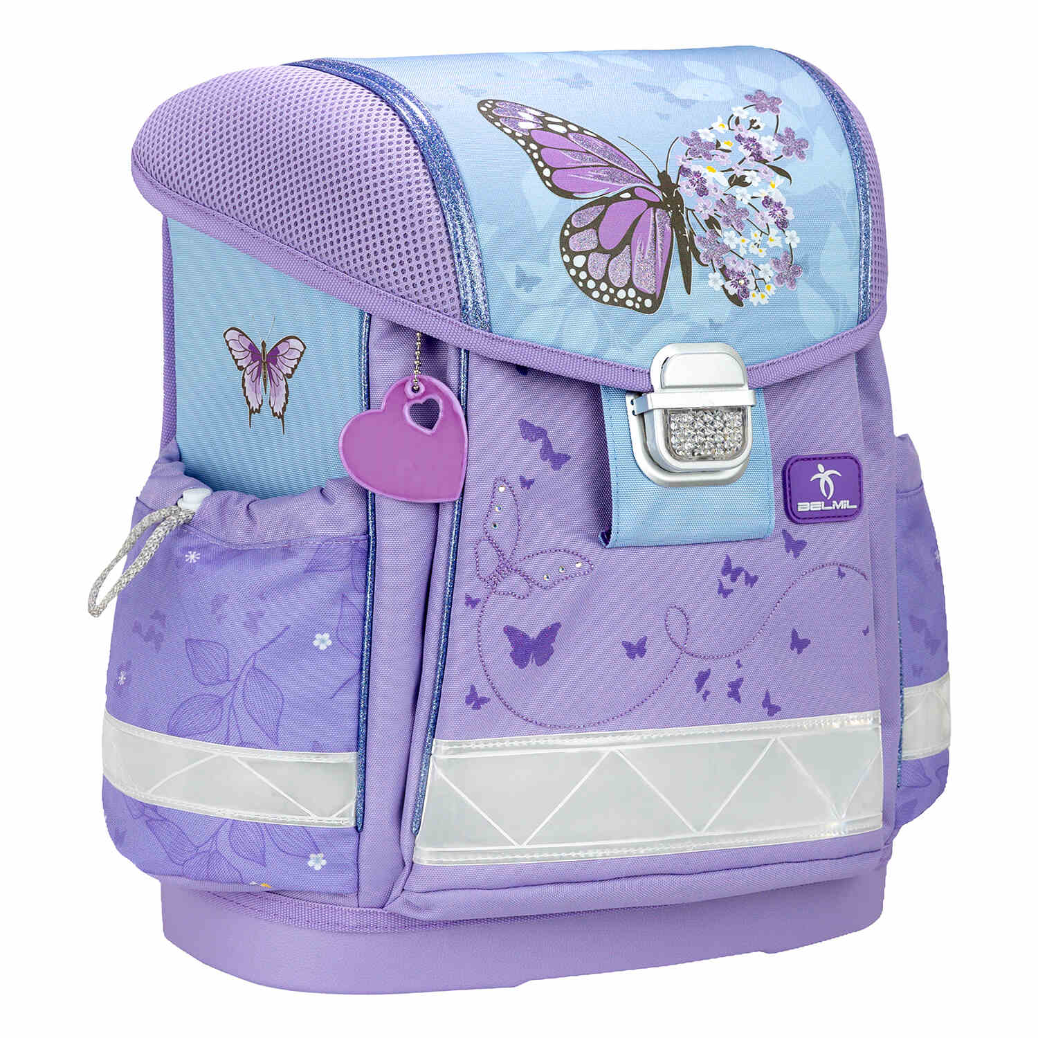 Classy Purple Blue Butterfly Schulranzen Set 4 tlg.