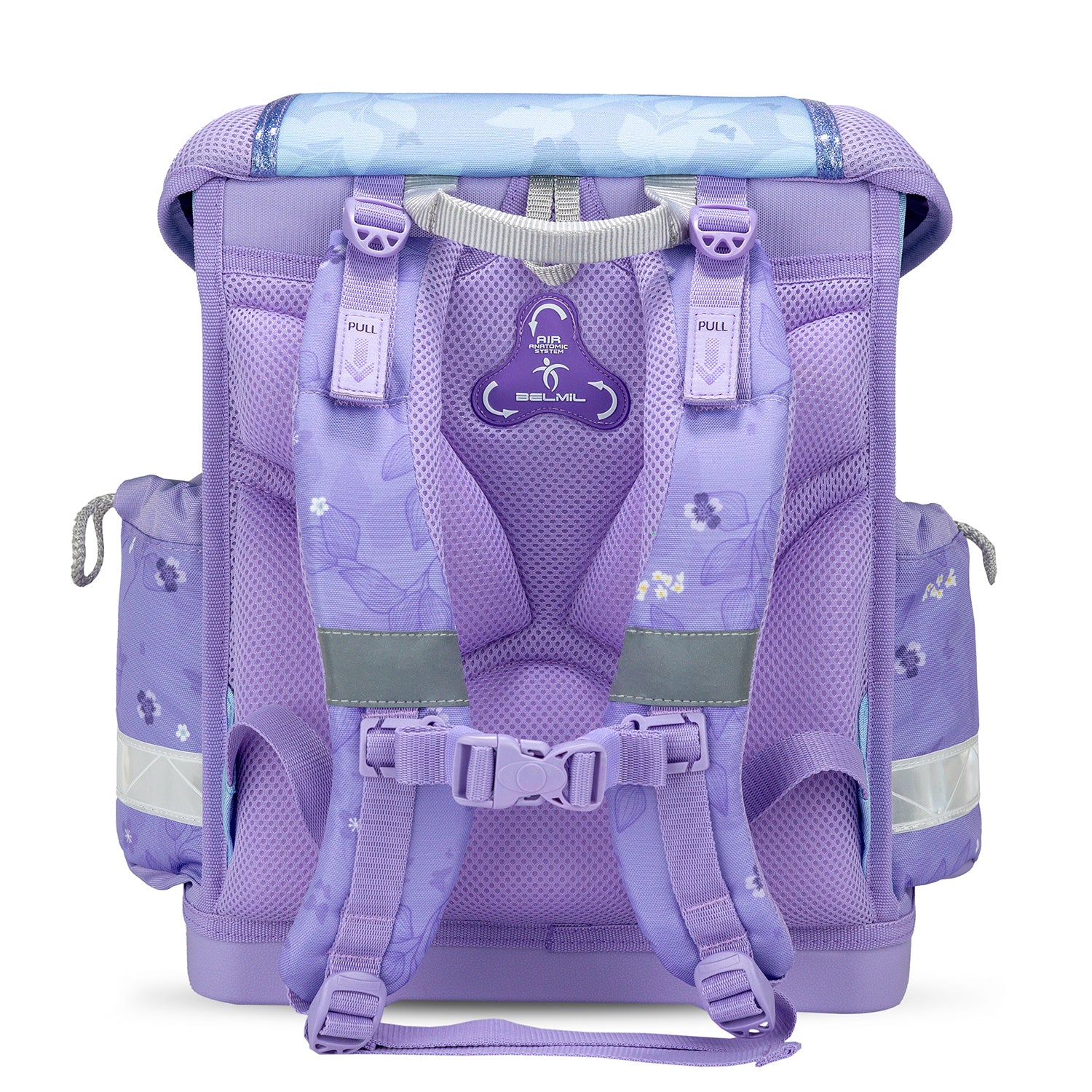 Two empty pencil cases included in the Belmil Classy Ergonomic School Bag Set for Girls “Purple Blue Butterfly” Design + Unicorn Raincoat – 4-Piece Back-to-School Bundle.