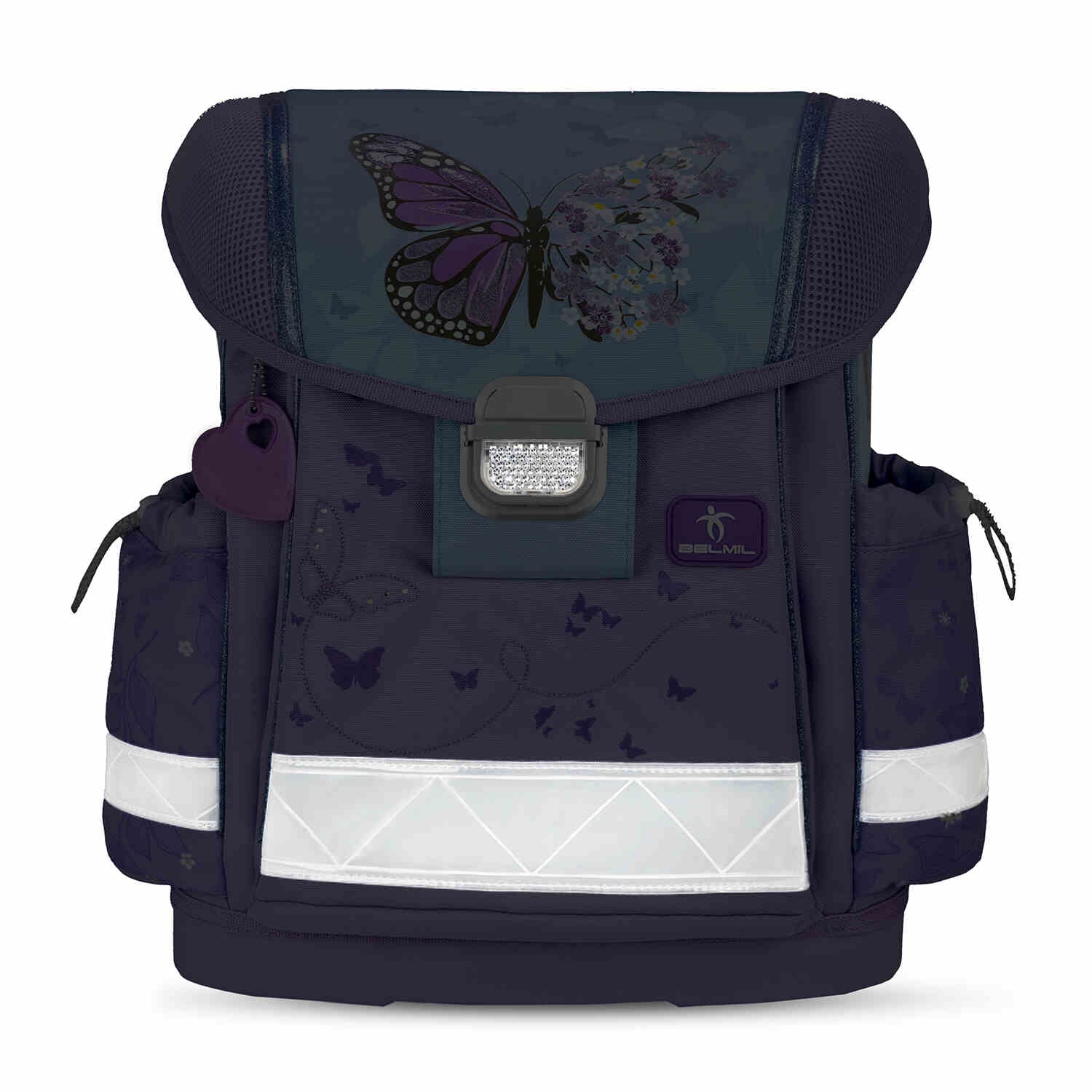 Classy Purple Blue Butterfly Schulranzen Set 4 tlg.