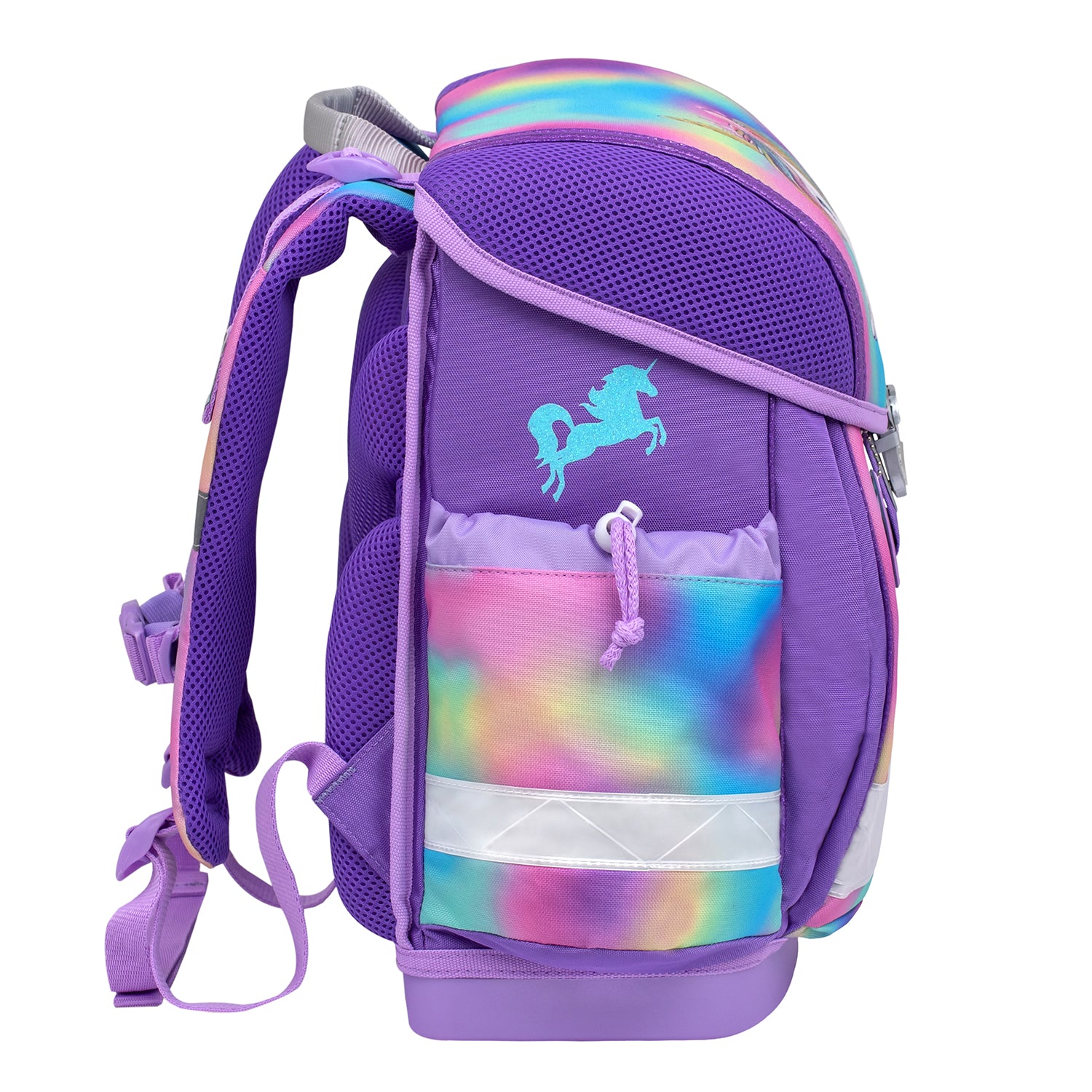 Features of the Belmil Classy Ergonomic School Bag Set for Girls “Rainbow Color” Design + Unicorn Raincoat demonstrating the lightweight and ergonomic design approved by AGR.