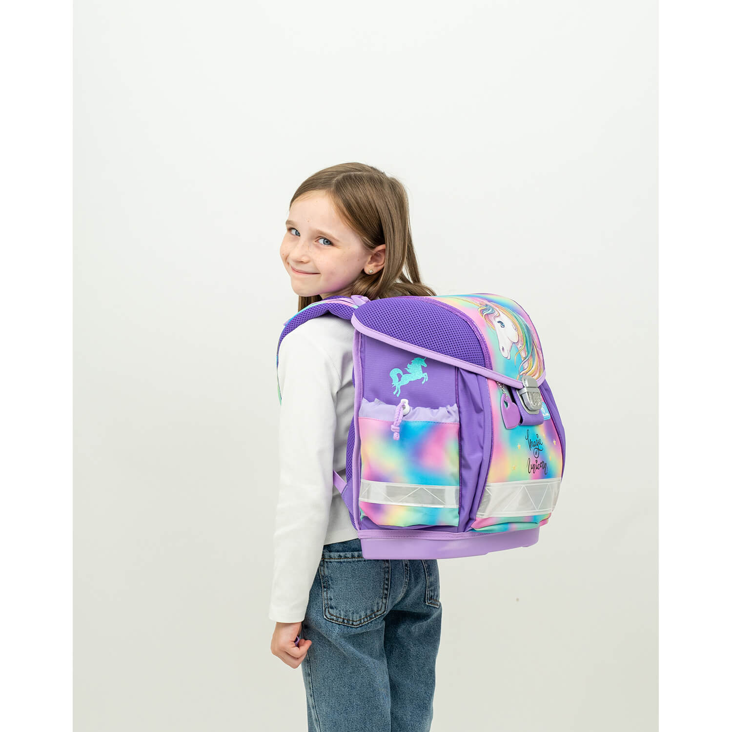 Classy Rainbow Color Schulranzen Set 4 tlg.