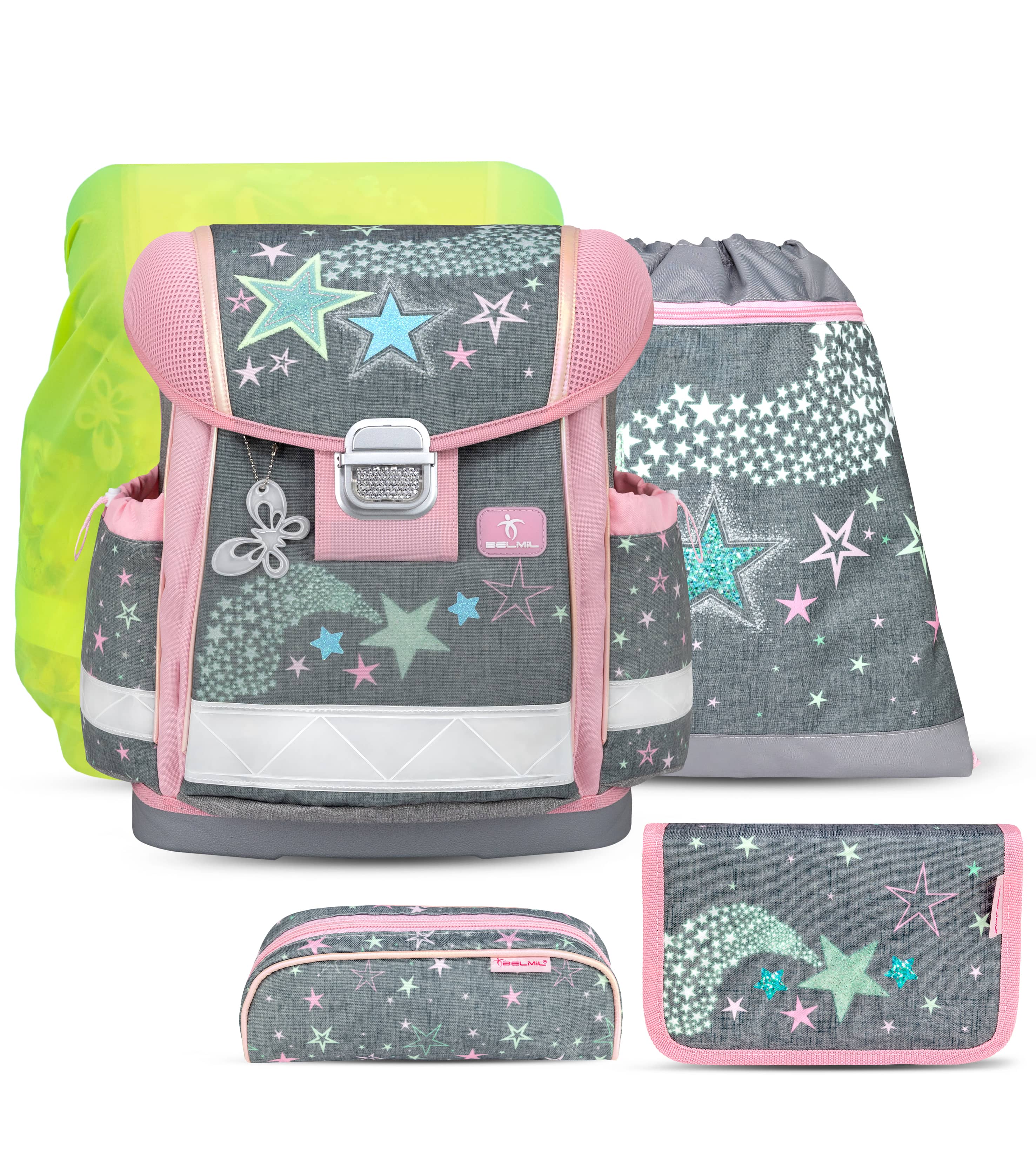 Classy Shine Bright Schulranzen-Set mit Regenhülle 5 Stück