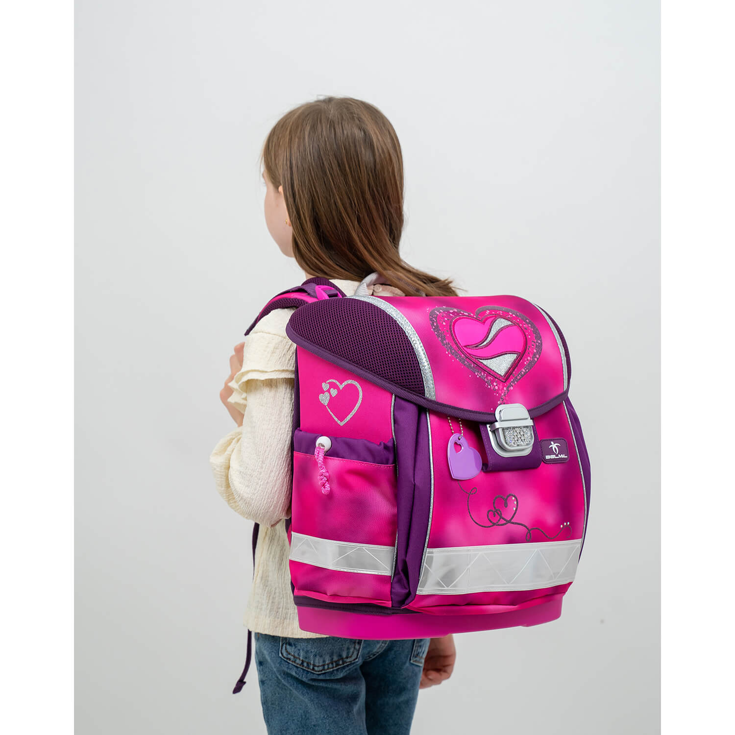 Classy Shiny Pink schoolbag set 5 pcs