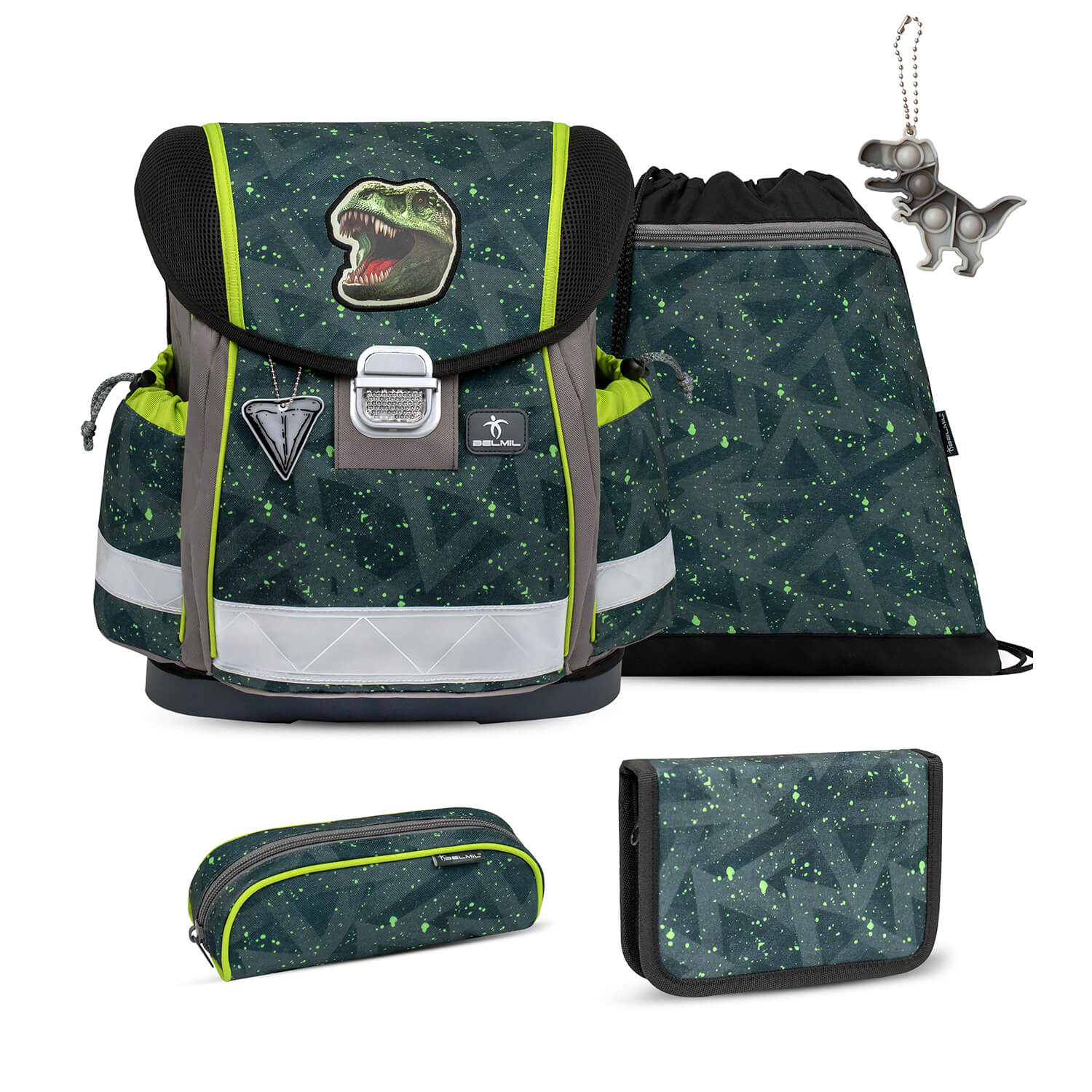 Classy T-Rex Roar schoolbag set 5 pcs with GRATIS keychain