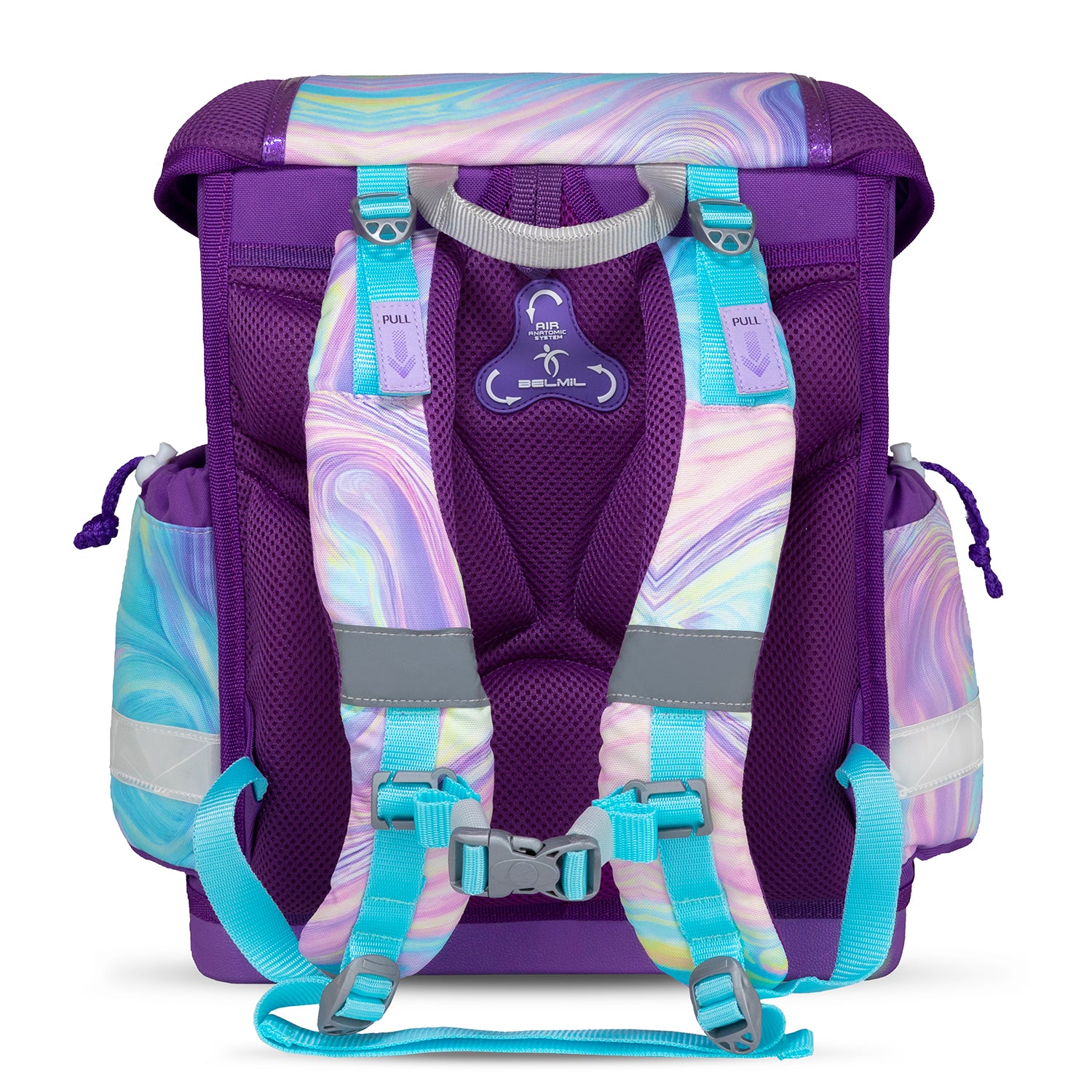 Showing the spacious compartments of the Belmil Classy Ergonomic School Bag Set for Girls “Unicorn Dream,” perfect for organizing school supplies.