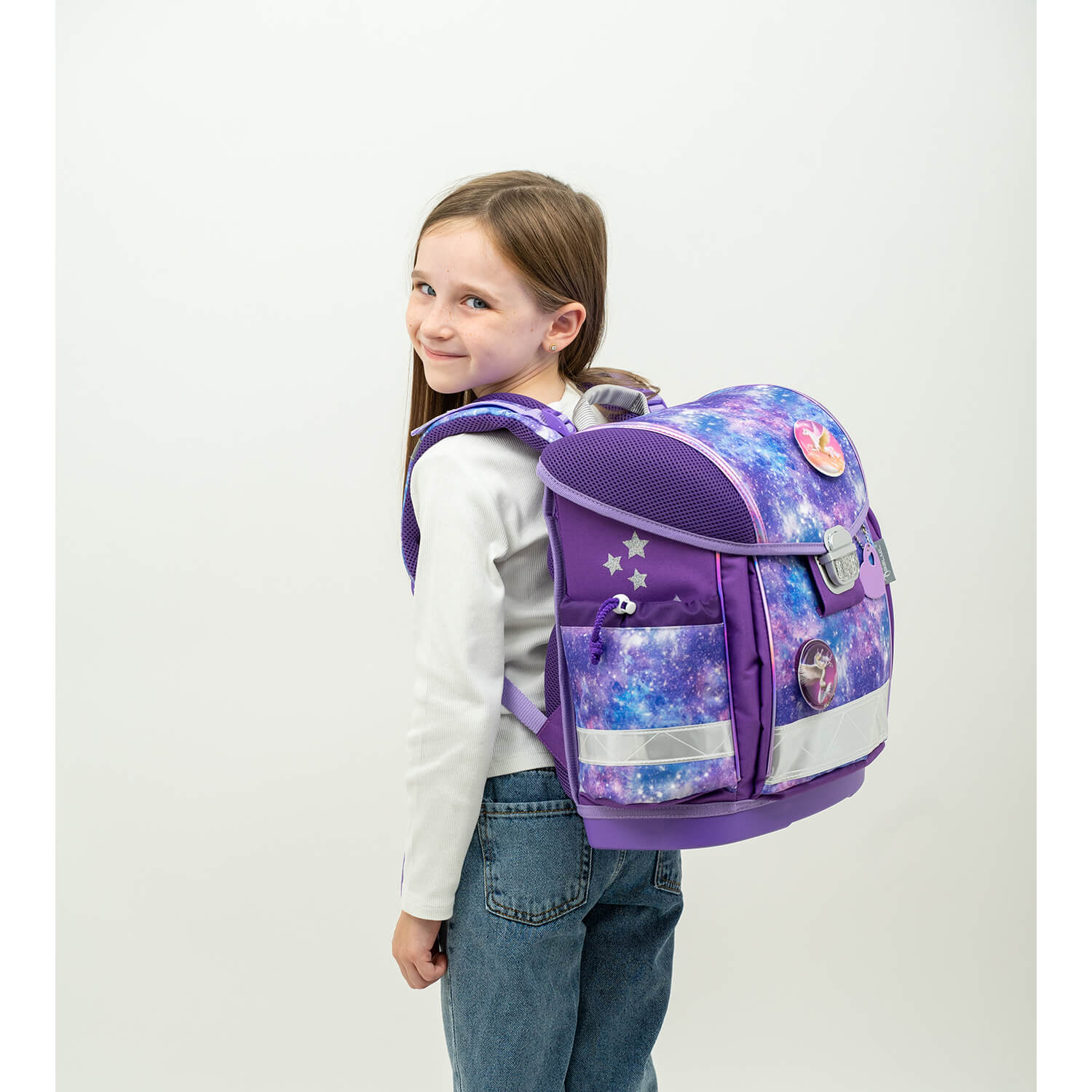 Classy Violet Universe schoolbag set 6 pcs with GRATIS Patch set