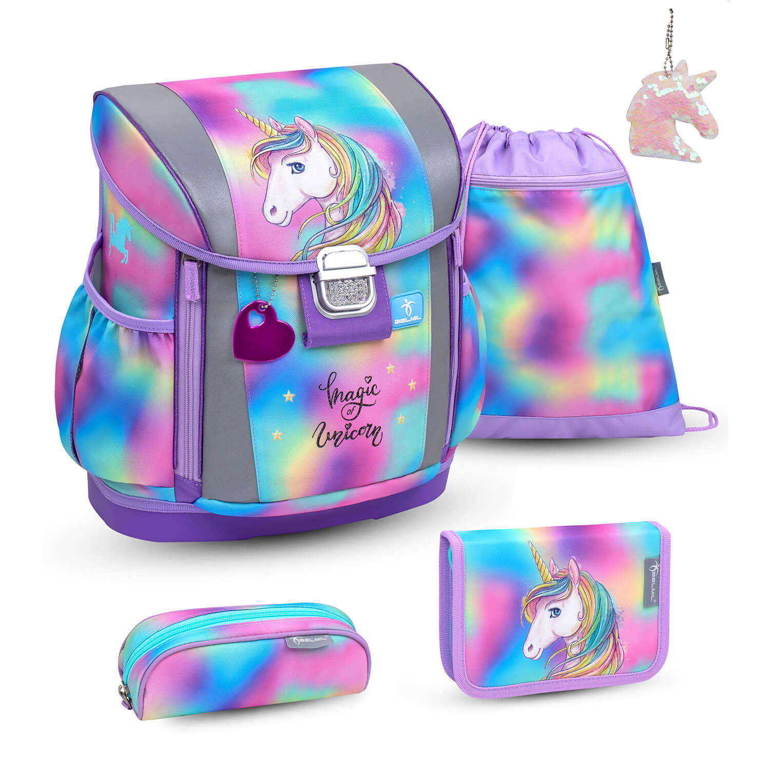 Customize Me Rainbow Color schoolbag set 5 pcs with GRATIS keychain