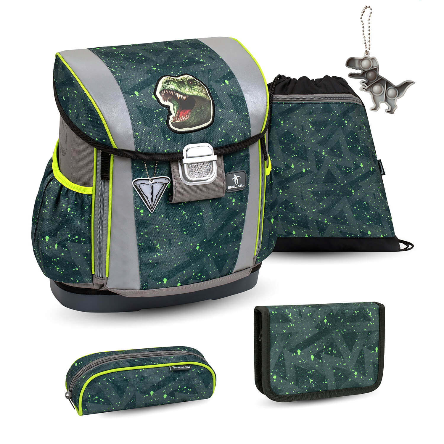 Customize Me T-rex Roar schoolbag set 5 pcs with GRATIS keychain