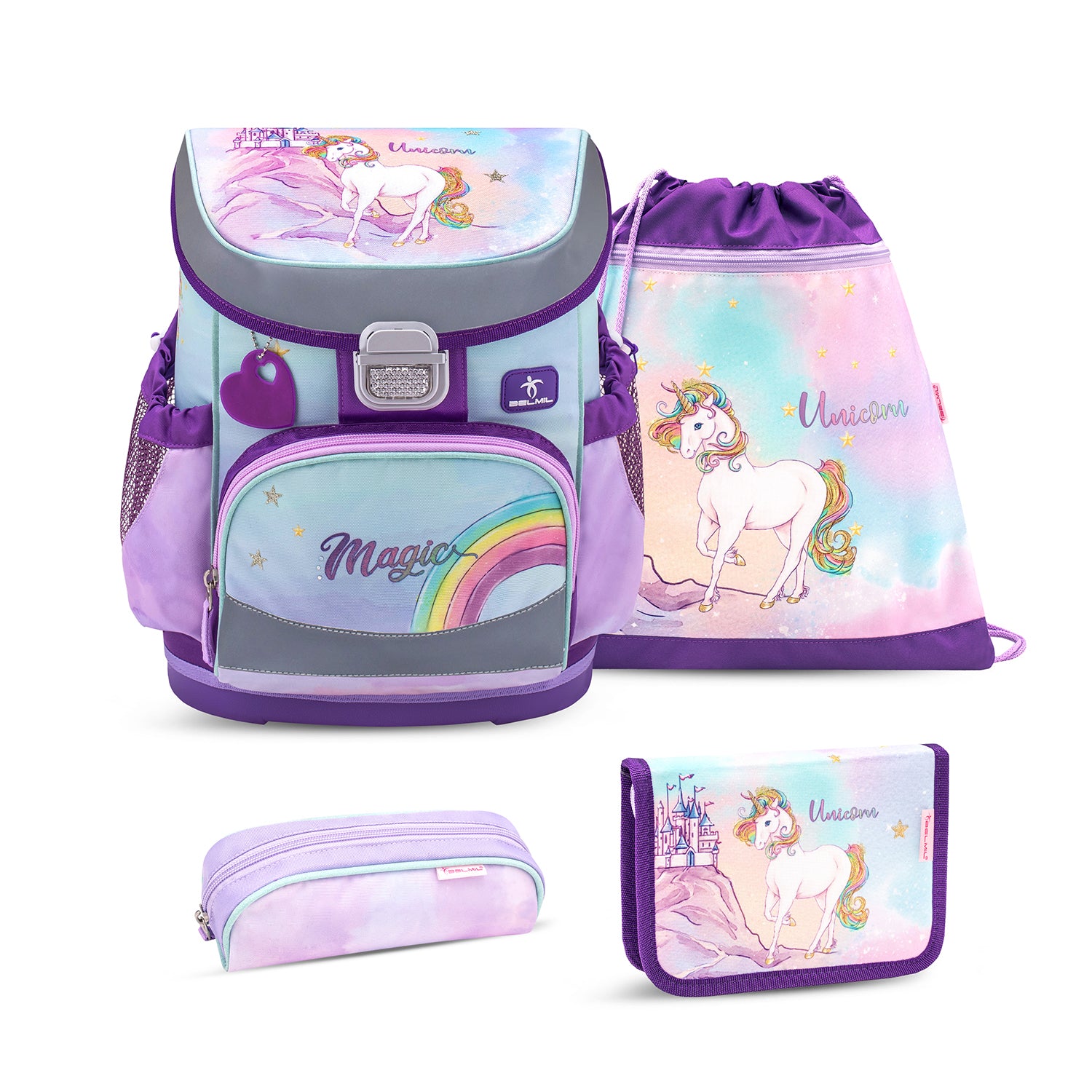 Mini-Fit Rainbow Unicorn Magic schoolbag set 4 pcs