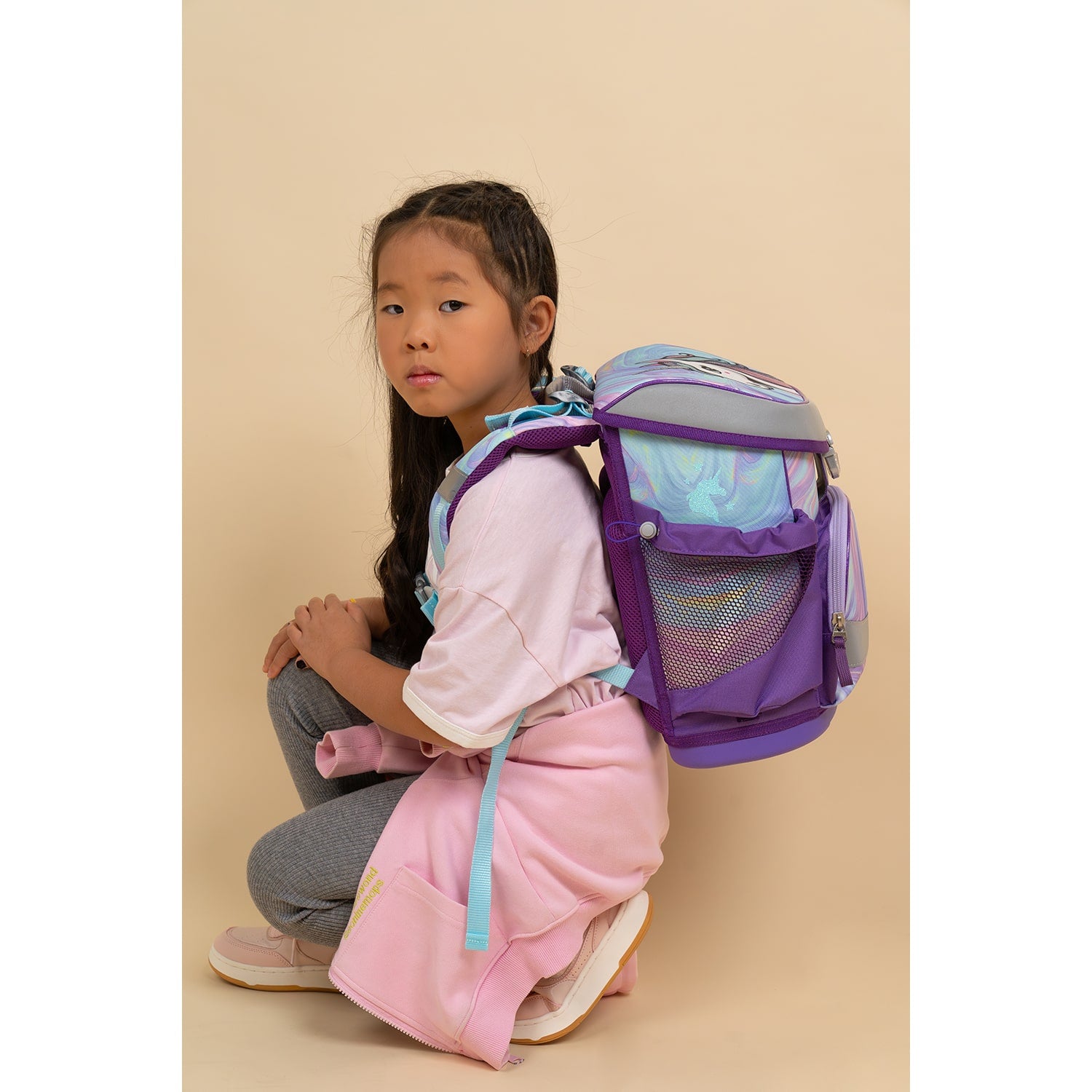 Belmil Classy Ergonomic School Bag Set for Girls “Unicorn Dream” Design + Unicorn Raincoat – 5-Piece Back-to-School Bundle
