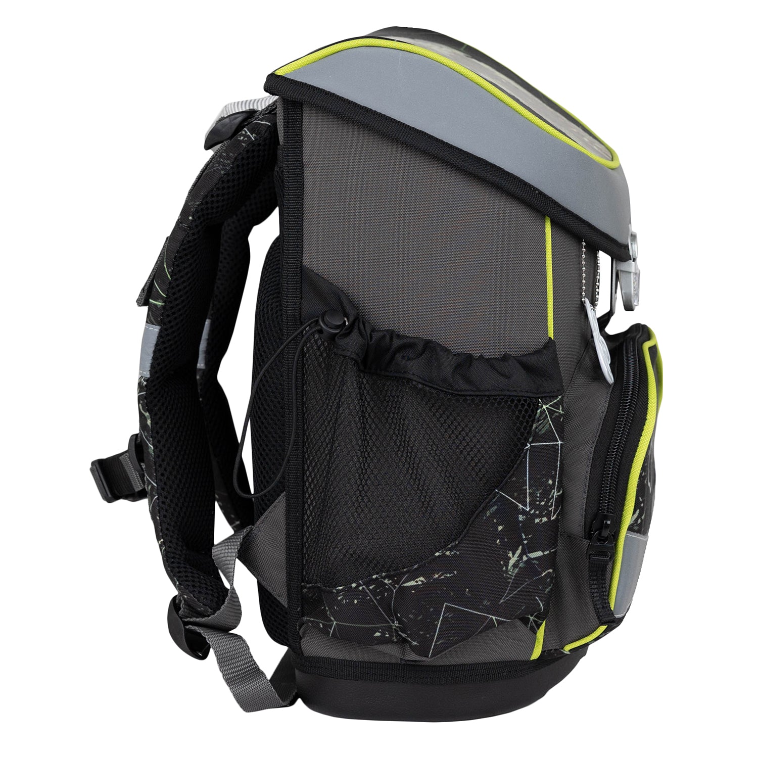 Ergonomic School Bag Set for Boys – Belmil Mini-Fit Black Panther (4 pcs): showing the reflective elements for safety and cool jungle-themed design.