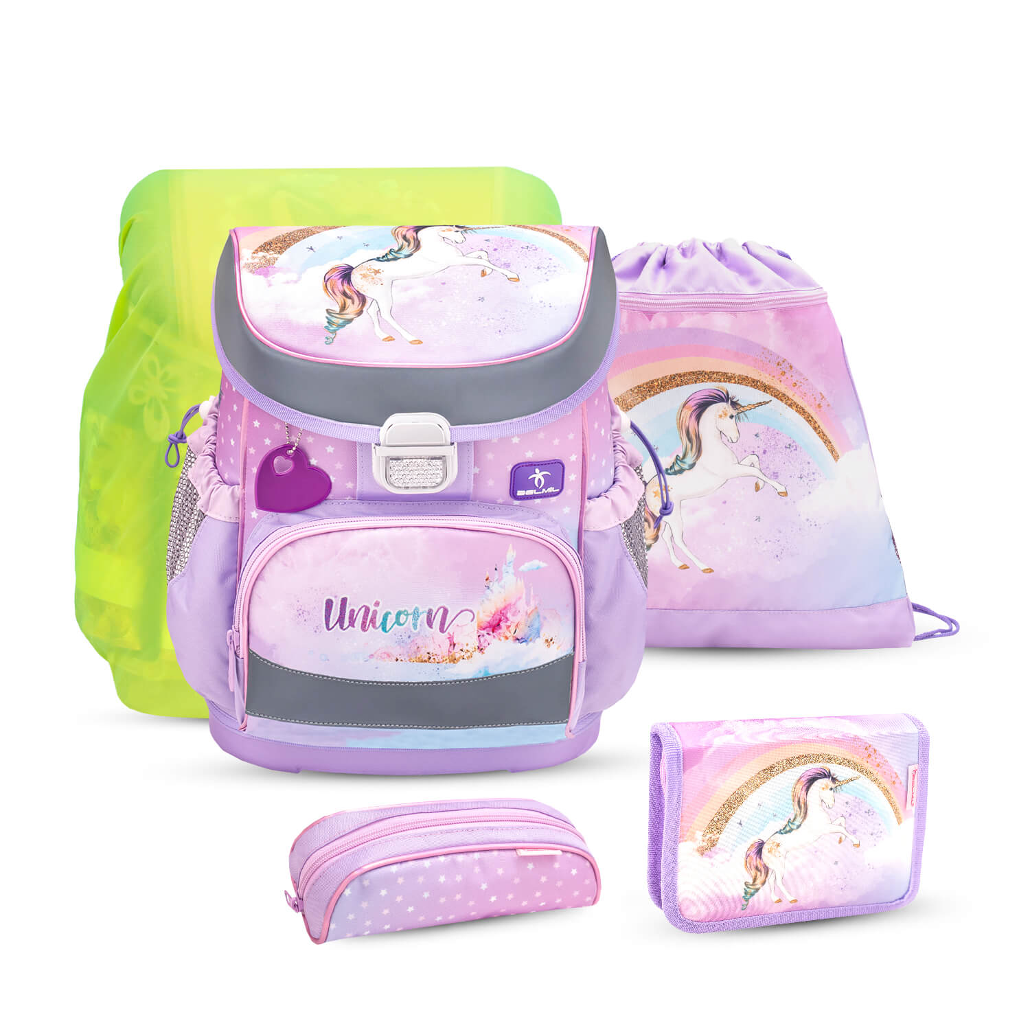 Mini-Fit Rainbow Unicorn schoolbag set 5 pcs