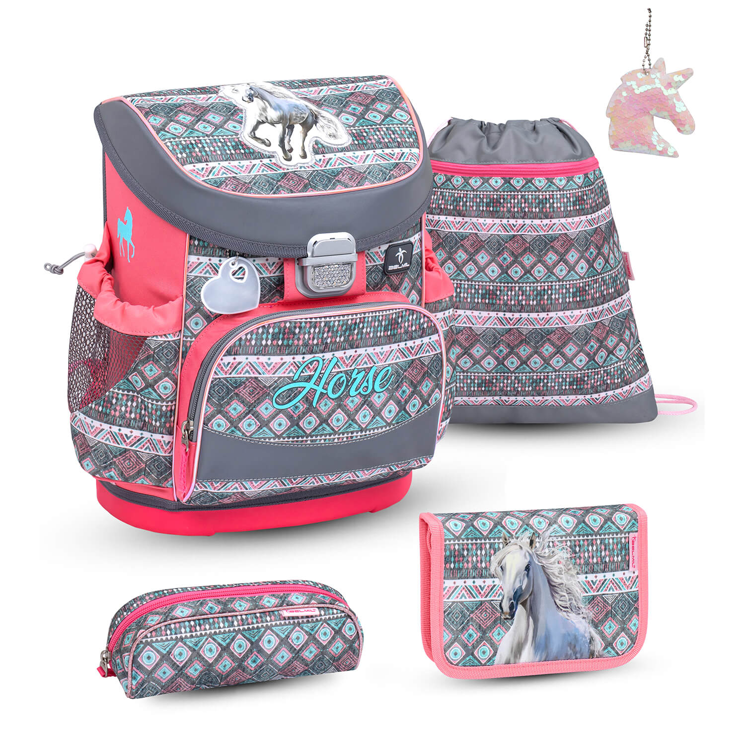 Mini-Fit Horse Aruba Blue schoolbag set 5 pcs with GRATIS keychain