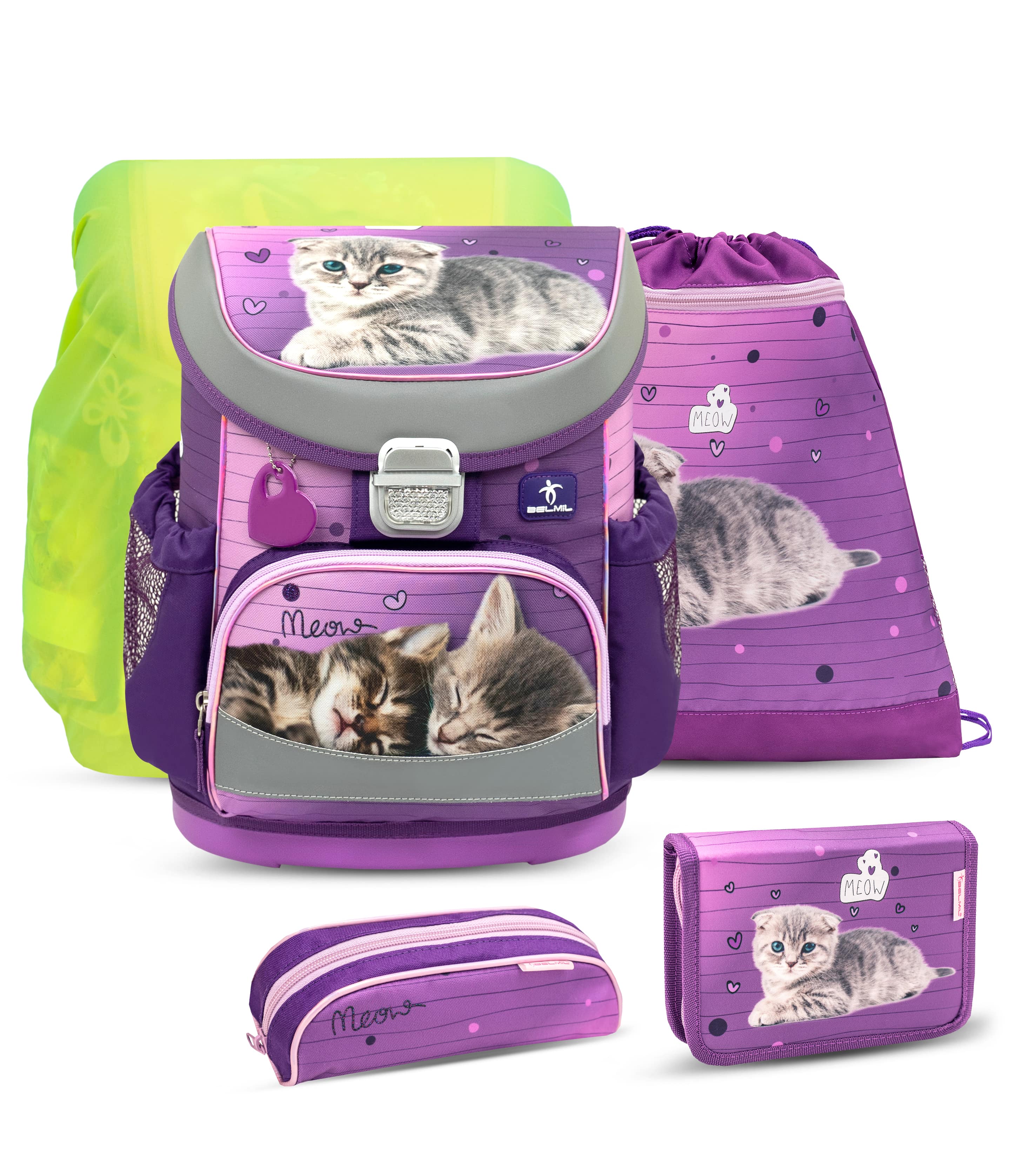 Mini-Fit Little Caty Schulranzen-Set mit Regenschutz 5 Stück