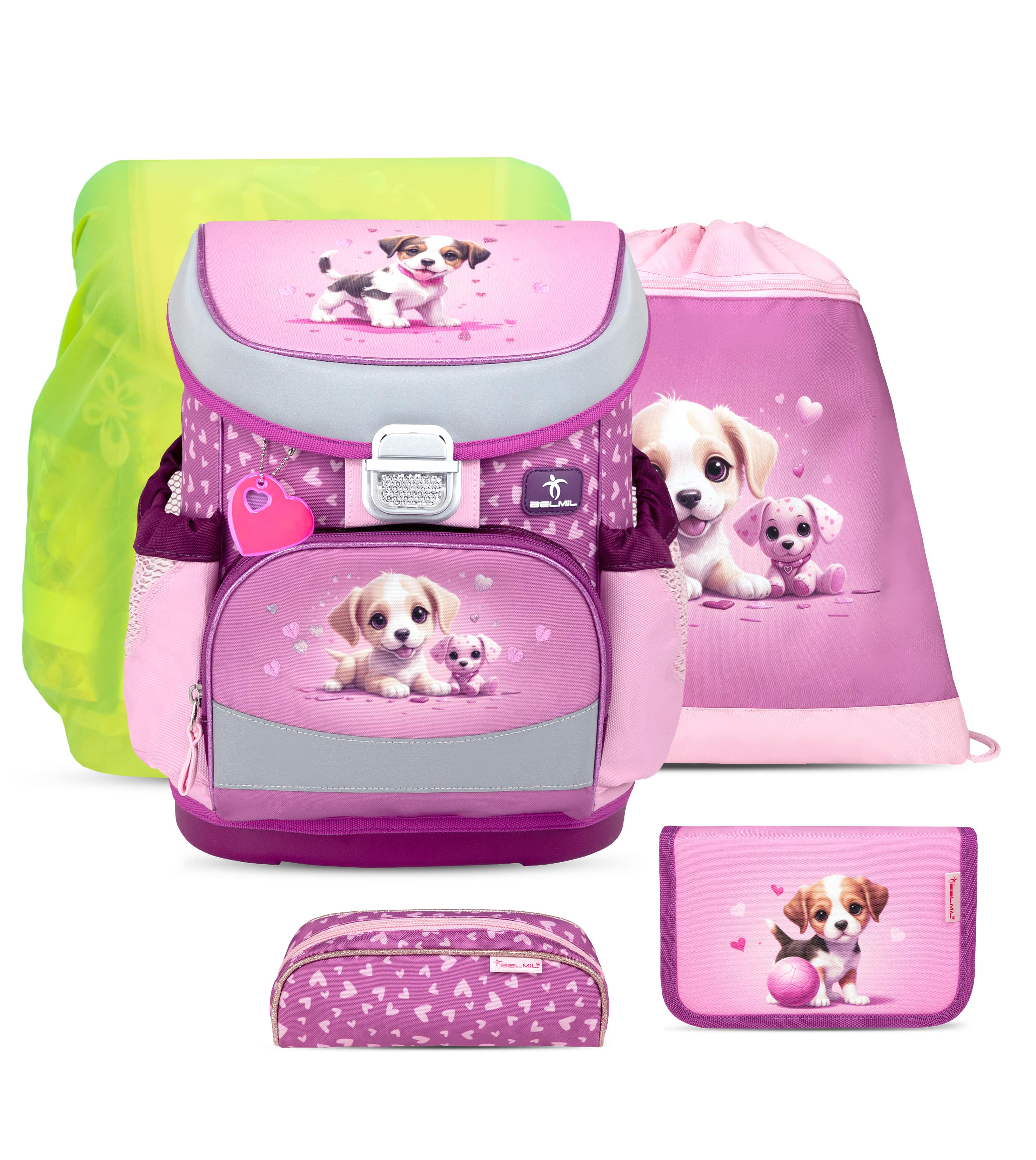 Mini-Fit Little Puppies Schulranzen-Set mit Regenschutz 5 Stück