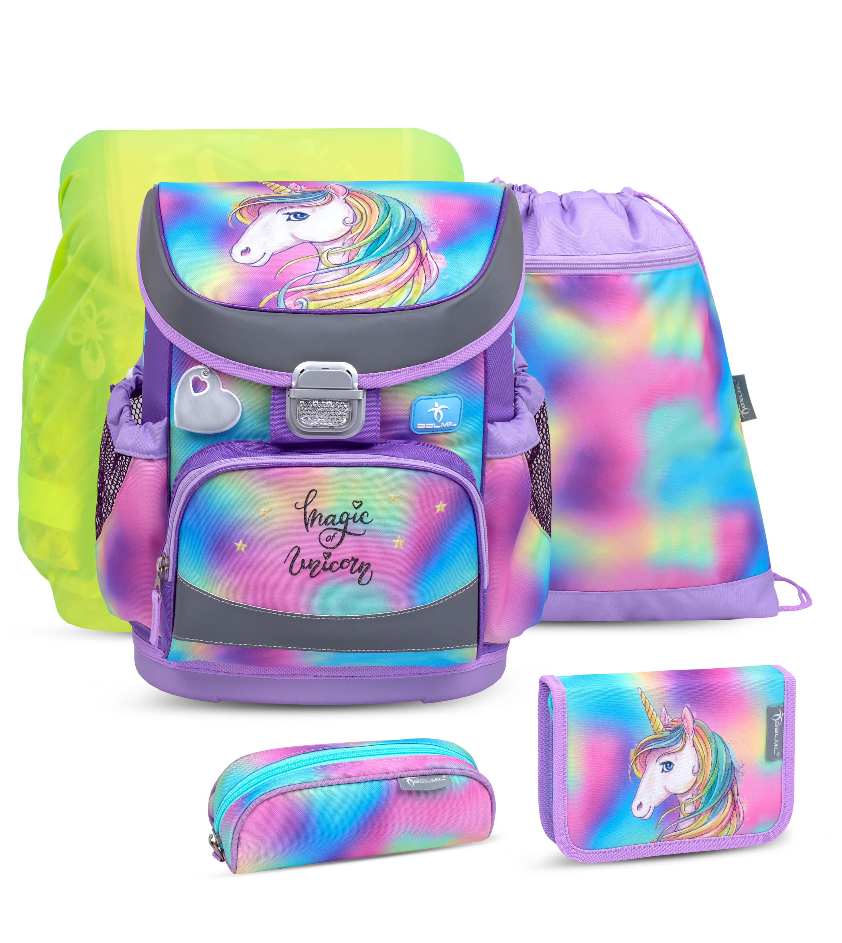 Mini-Fit Rainbow Color Schulranzen-Set mit Regenschutz 5 Stück