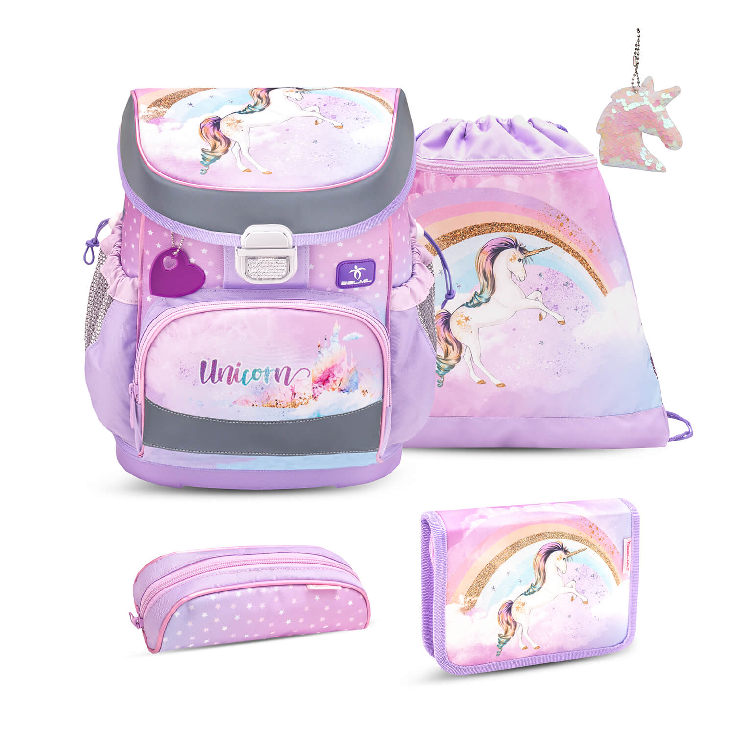 Mini-Fit Rainbow Unicorn schoolbag set 5 pcs with GRATIS keychain