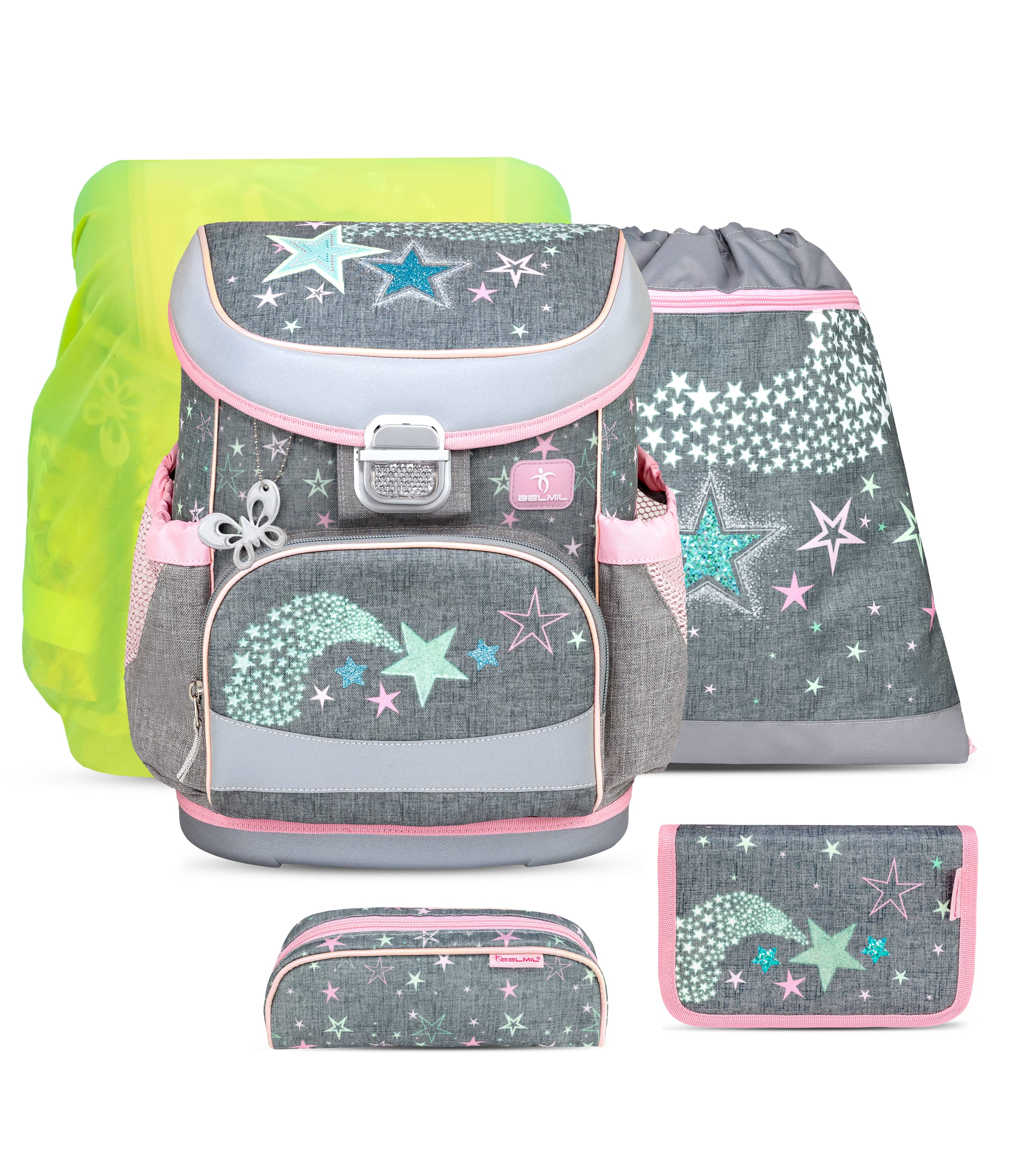 Mini-Fit Shine Bright Schulranzen-Set mit Regenschutz 5 Stück