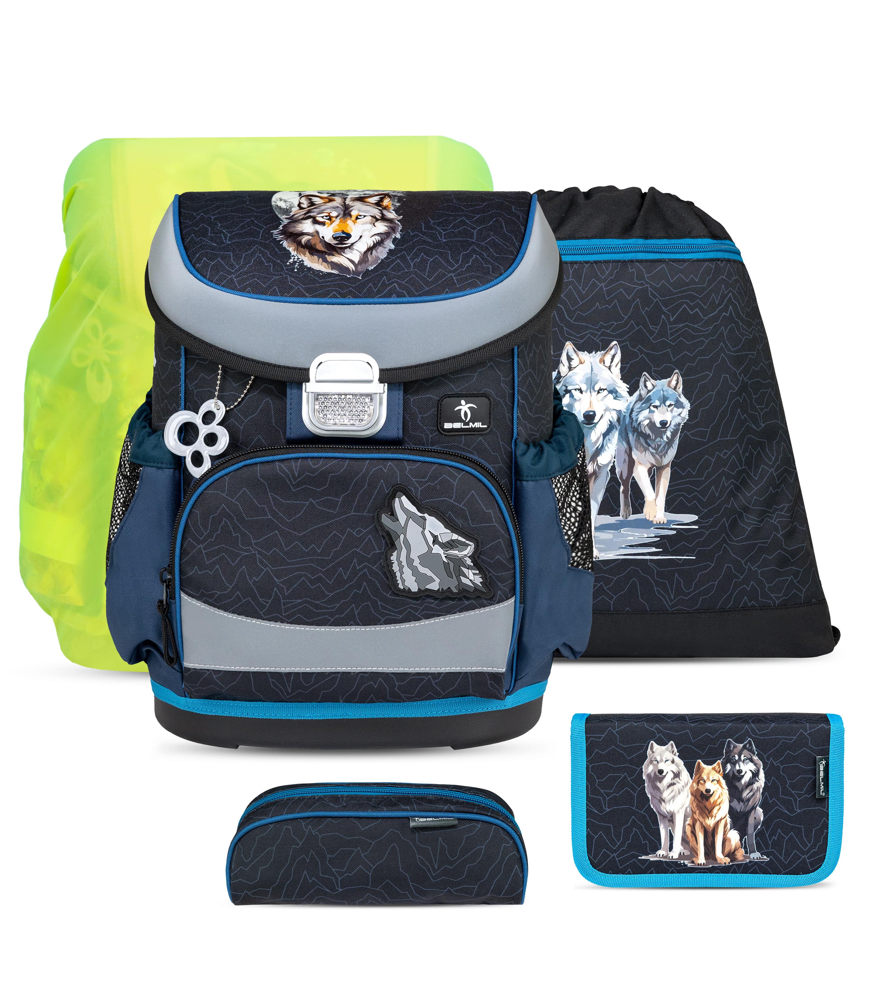 Mini-Fit Wolves Pack Schulranzen-Set mit Regenschutz 5 Stück