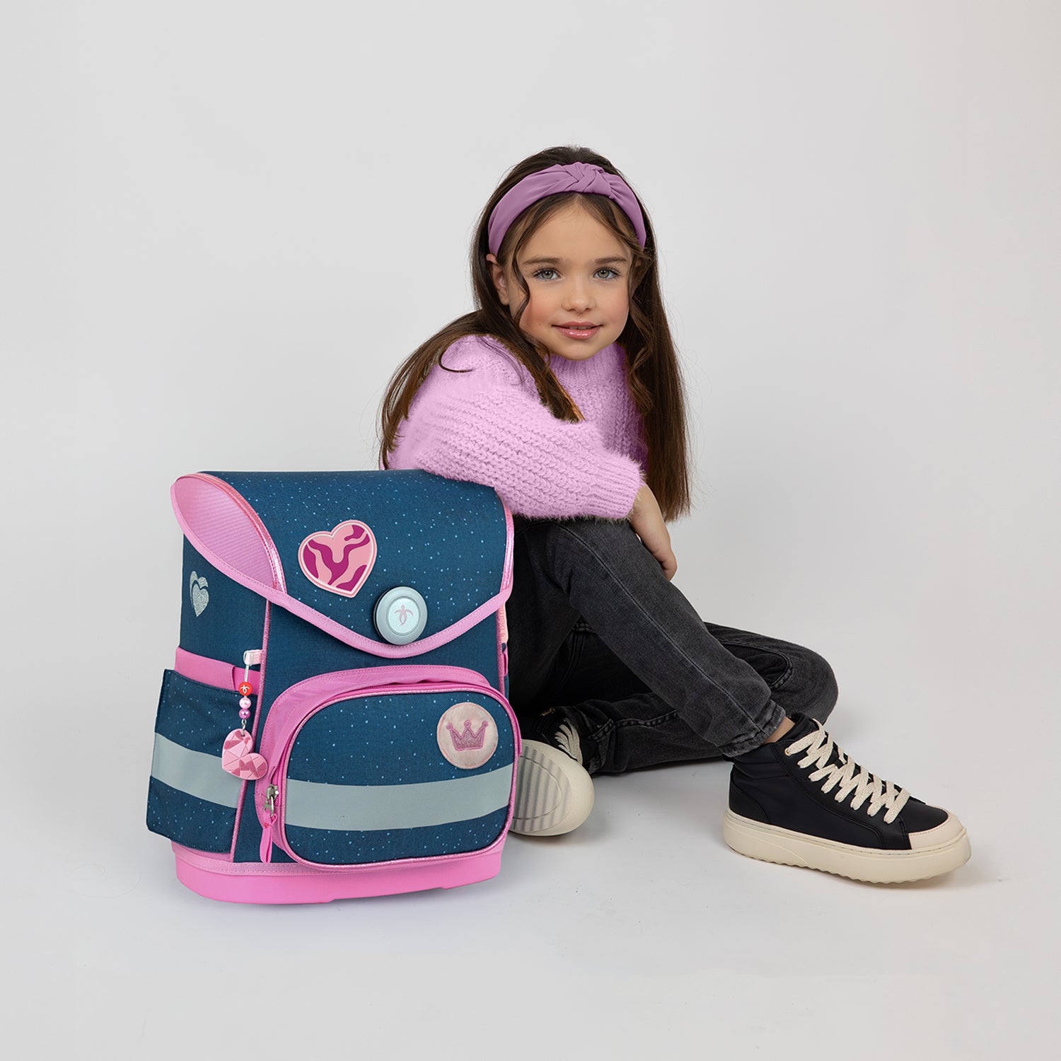 Belmil Compact Ergonomisches Schulranzen-Set „Starry Princess“ Design + Einhorn-Regenmantel – 5-teiliges Set für Mädchen