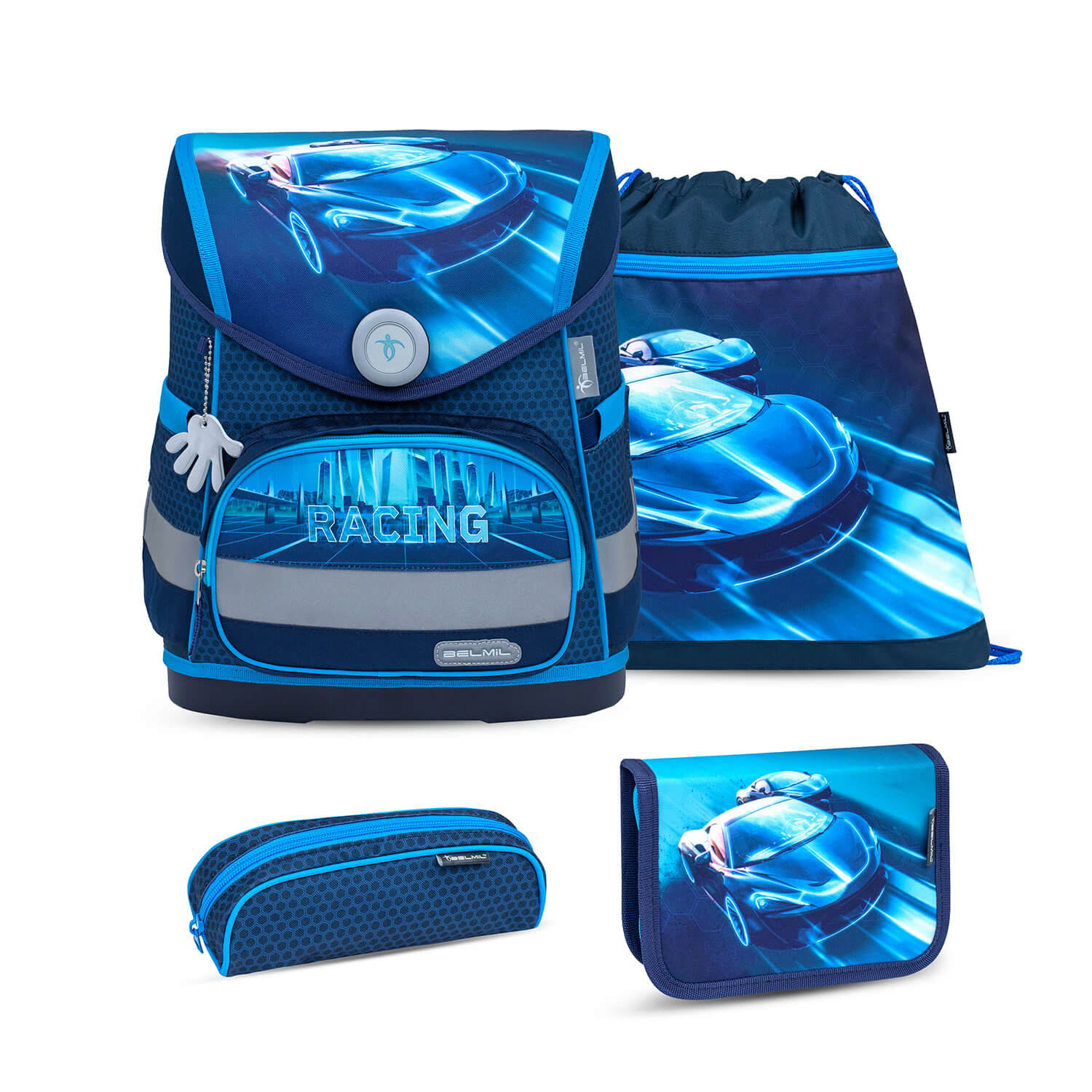 Compact Racing Blue Neon schoolbag set 4 pcs