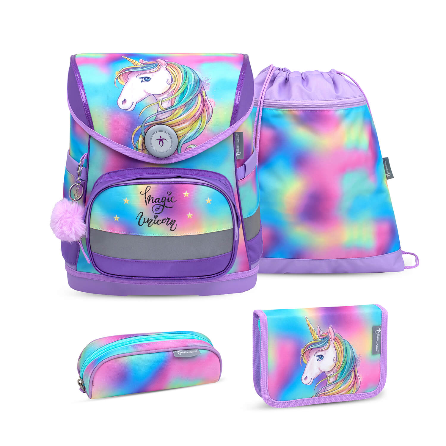 Compact Rainbow Color schoolbag set 4 pcs
